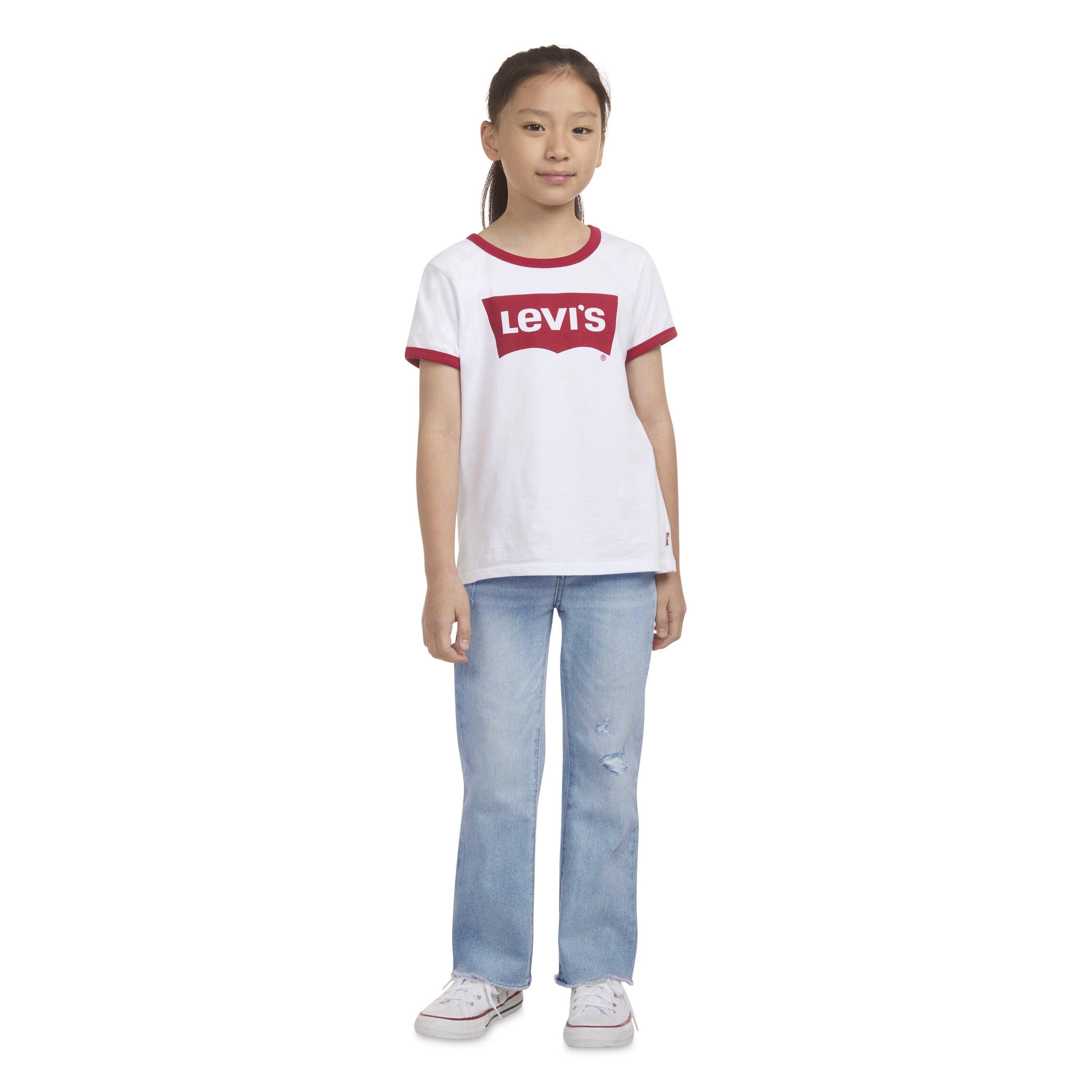 Levi's Little Girls' Wide Leg Lt Wash Bauhaus Blues Denim Jeans - BAUHAUS BLUES Thumbnail View 9