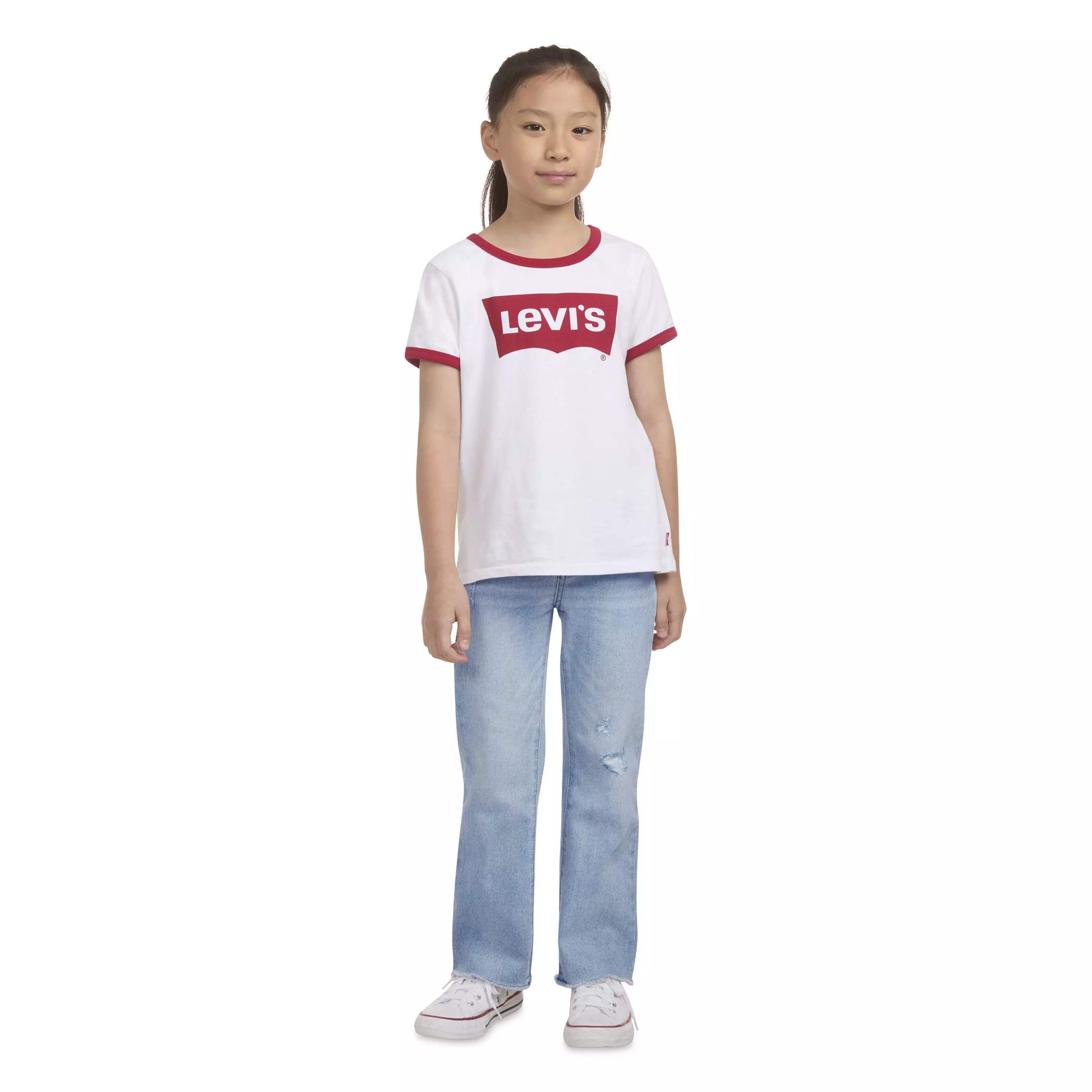 Levi's Wide Leg Lt Wash Little Girls' Bauhaus Blues Denim Jeans - BAUHAUS BLUES