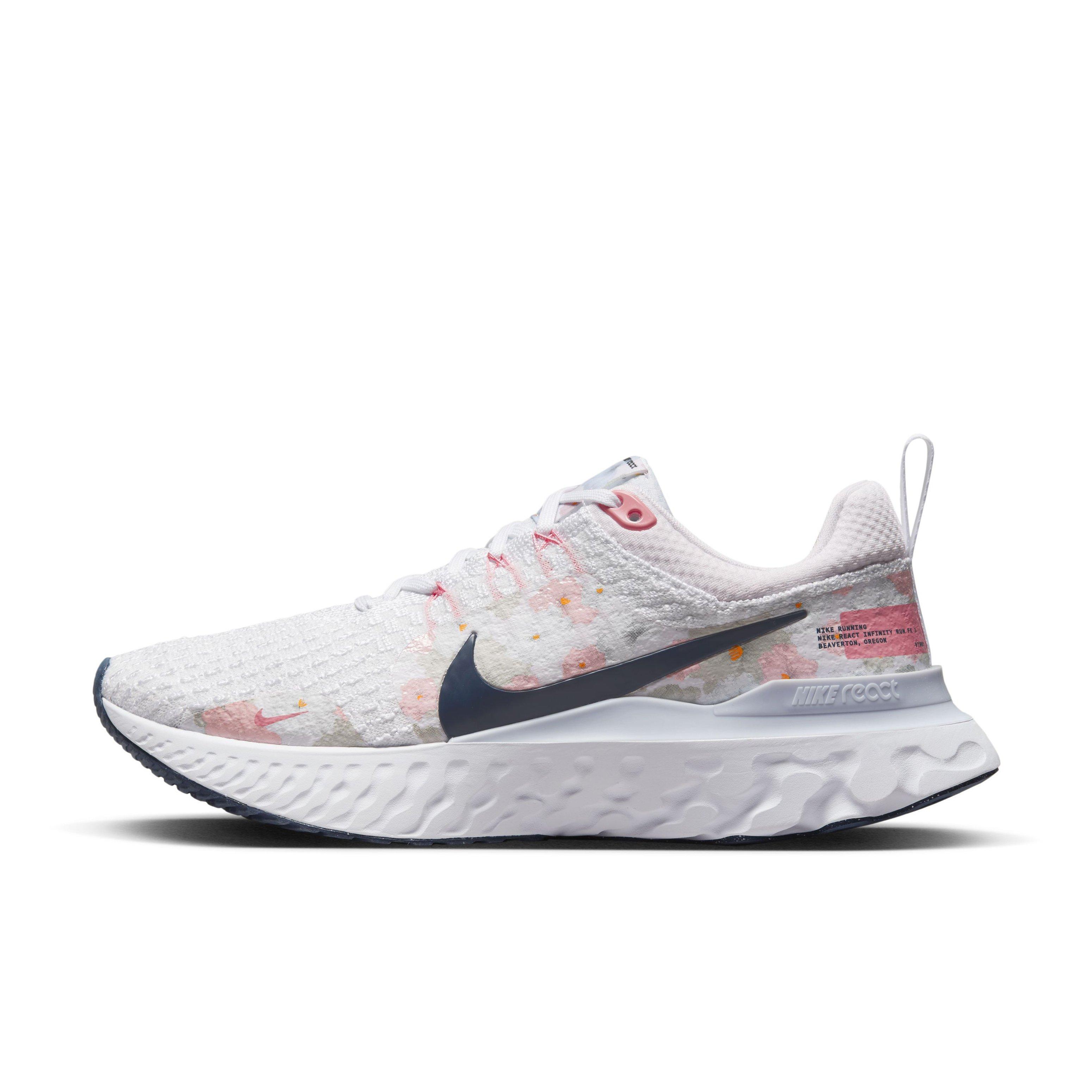 Nike React Infinity Flyknit 3 "White/Platinum Tint/Pearl Pink/Midnight Navy" Women's Running Shoe - WHITE/PLATINUM/PINK/NAVY Thumbnail View 2