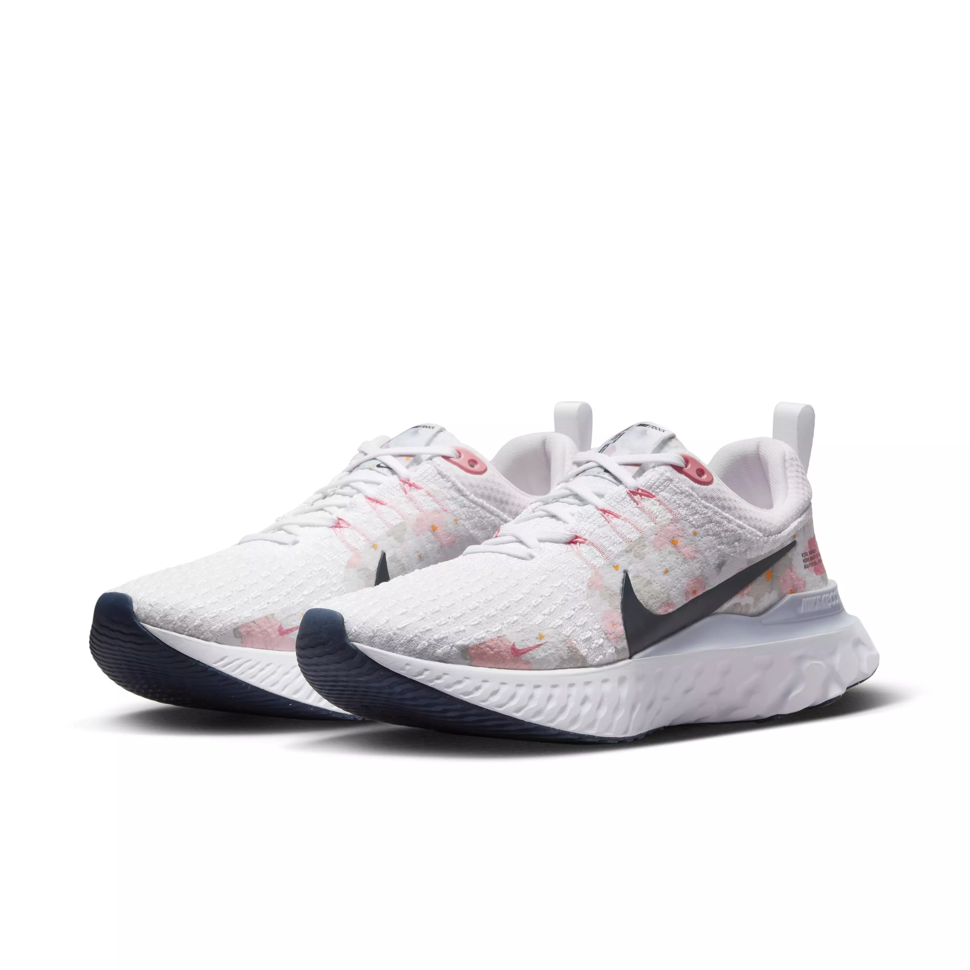 Nike React Infinity Flyknit 3 "White/Platinum Tint/Pearl Pink/Midnight Navy" Women's Running Shoe - WHITE/PLATINUM/PINK/NAVY