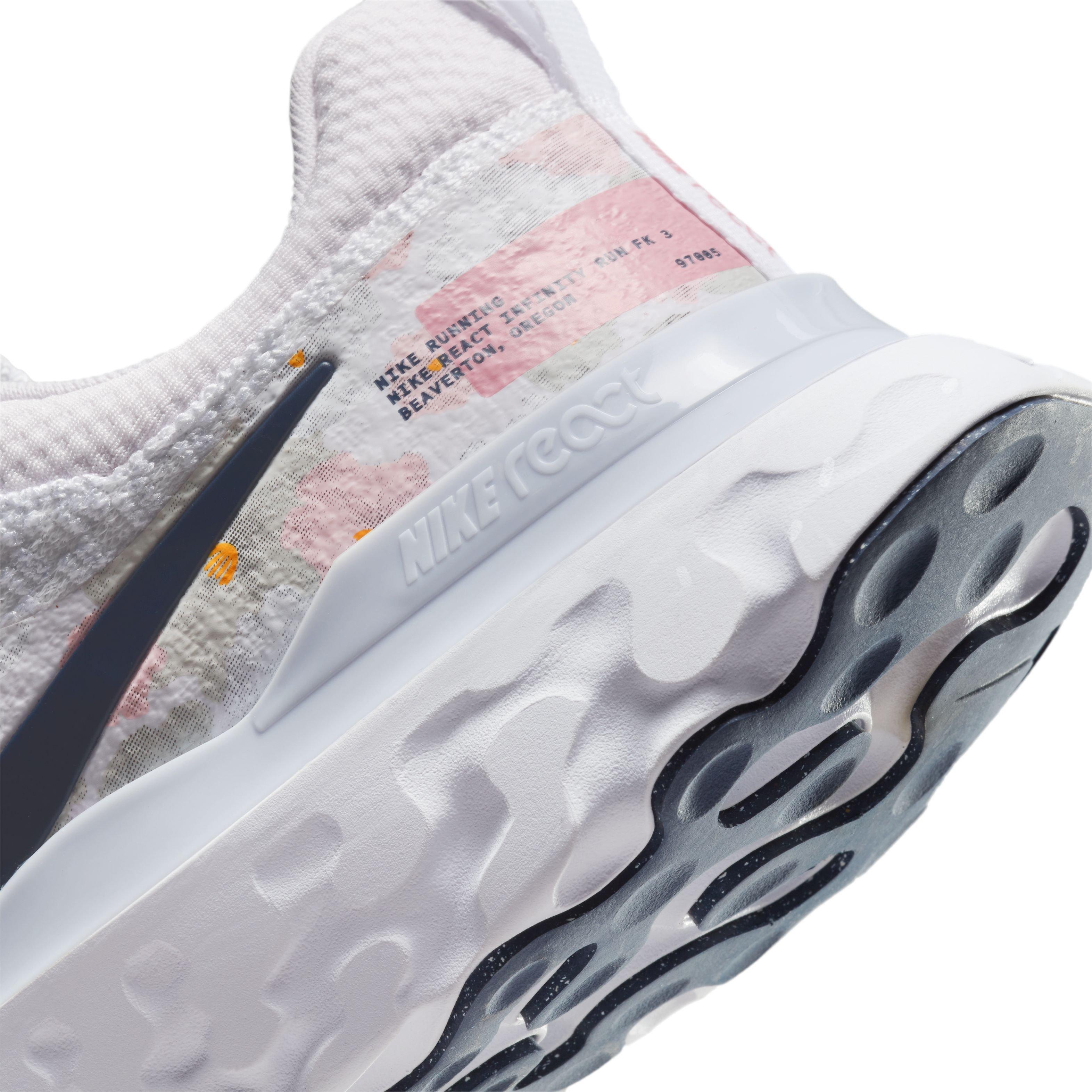 Nike React Infinity Flyknit 3 "White/Platinum Tint/Pearl Pink/Midnight Navy" Women's Running Shoe - WHITE/PLATINUM/PINK/NAVY Thumbnail View 8