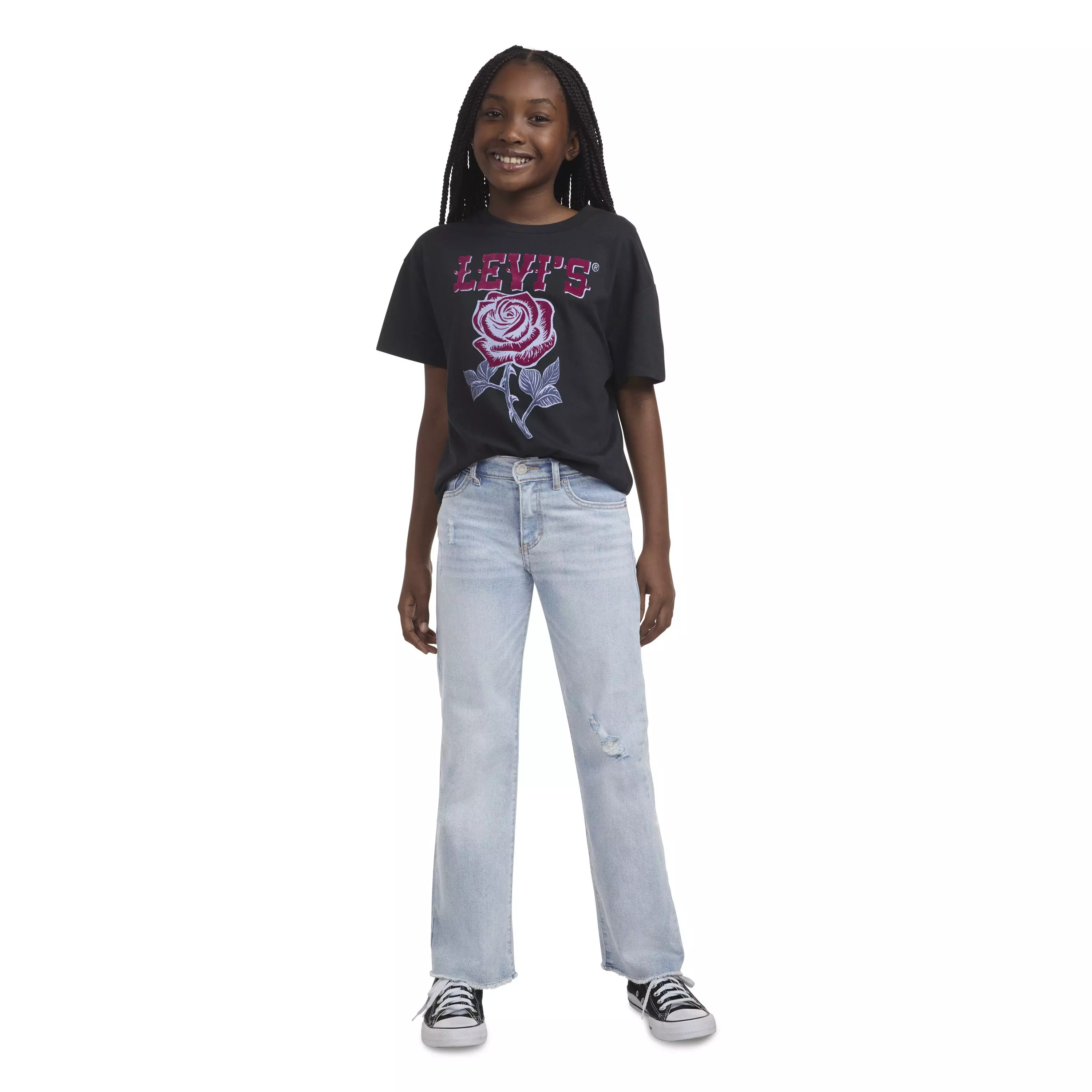 Levi's Big Girls' Wide Leg Lt Wash Bauhaus Blues Denim Jeans - BAUHAUS BLUES