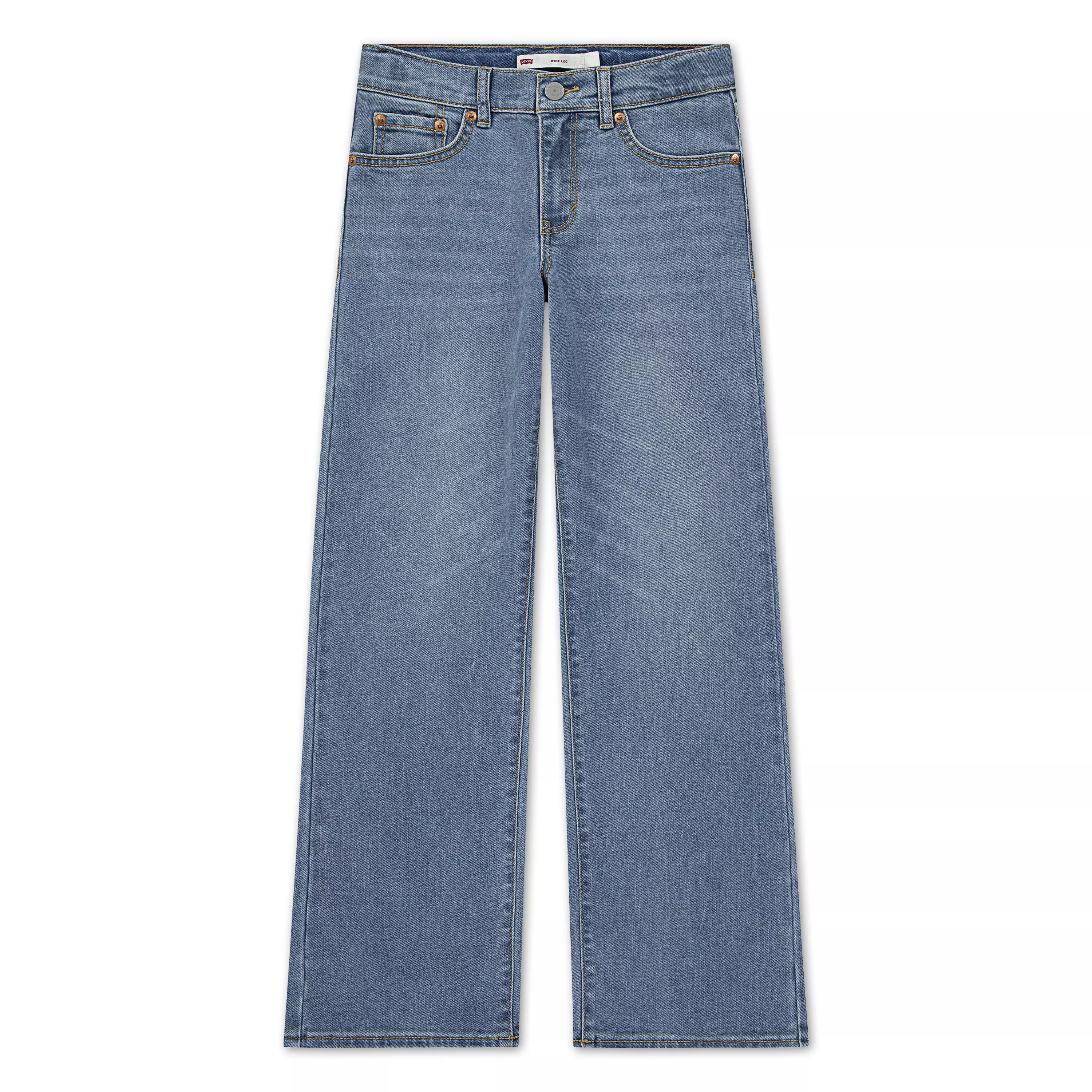 Levi's Big Girls' Wide Leg Med Wash Fun Blue Denim Jeans - FUN BLUE