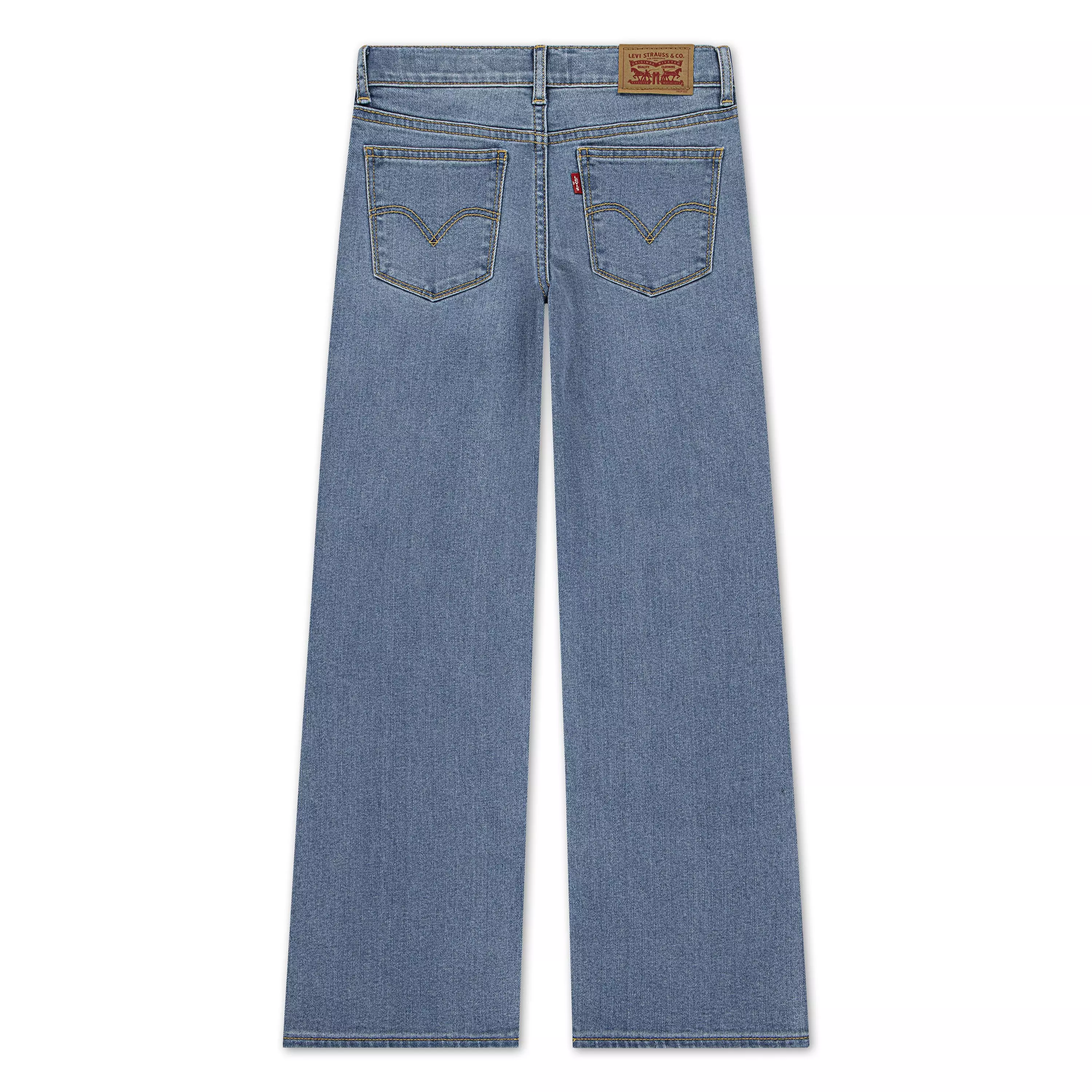Levi's Big Girls' Wide Leg Med Wash Fun Blue Denim Jeans - FUN BLUE