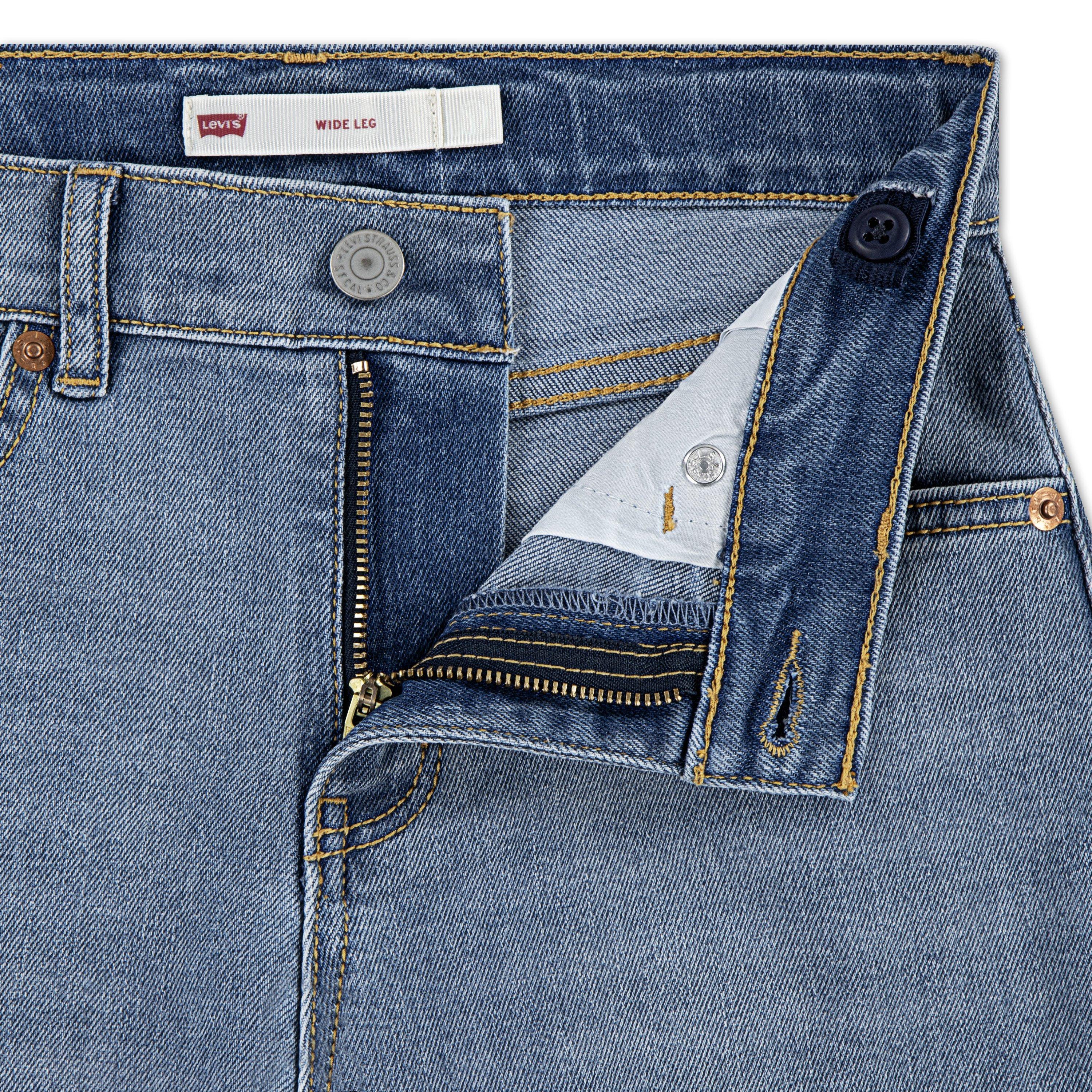 Levi's Big Girls' Wide Leg Med Wash Fun Blue Denim Jeans - FUN BLUE Thumbnail View 3