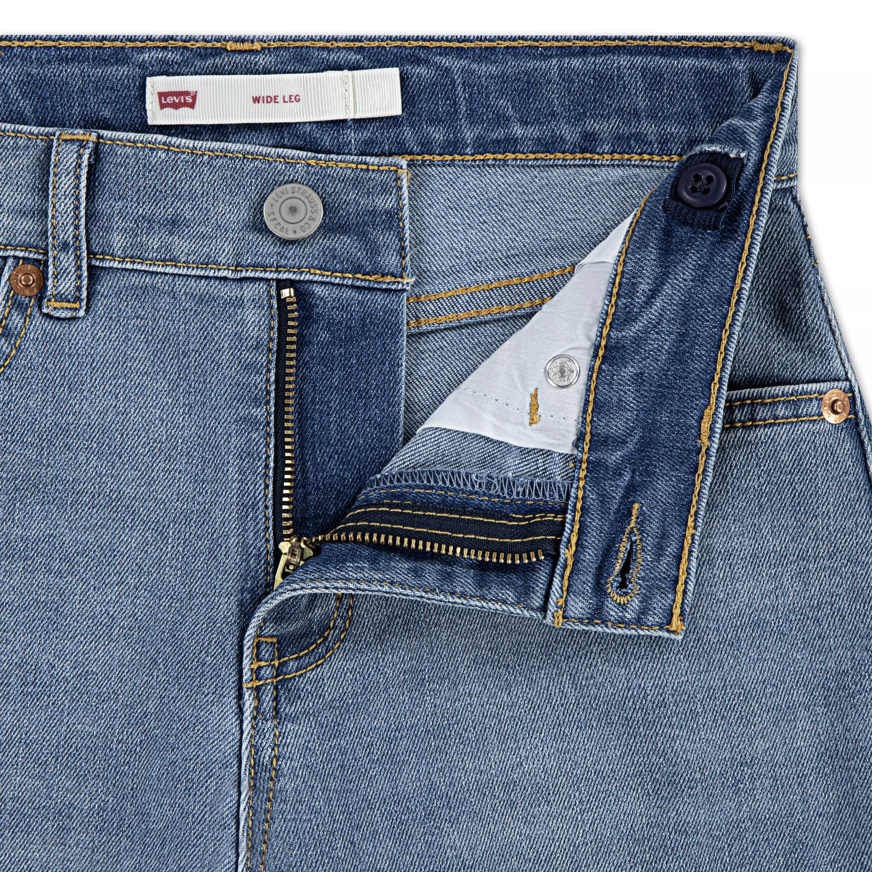 Levi's Big Girls' Wide Leg Med Wash Fun Blue Denim Jeans - FUN BLUE
