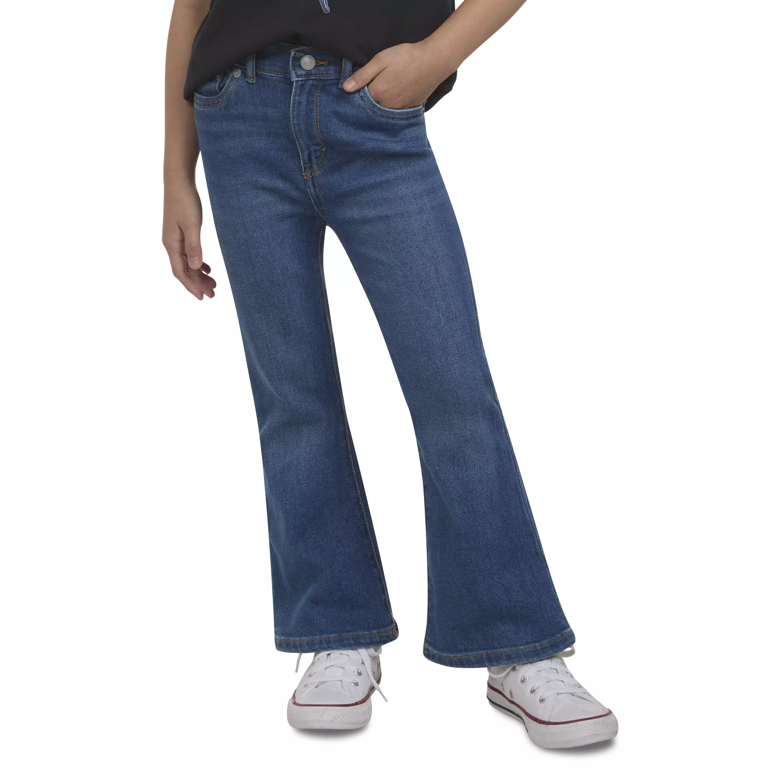 Levi's Little Girls' 726 High Rise Flare Dark Blue Wash Denim Jeans - DARK BLUE