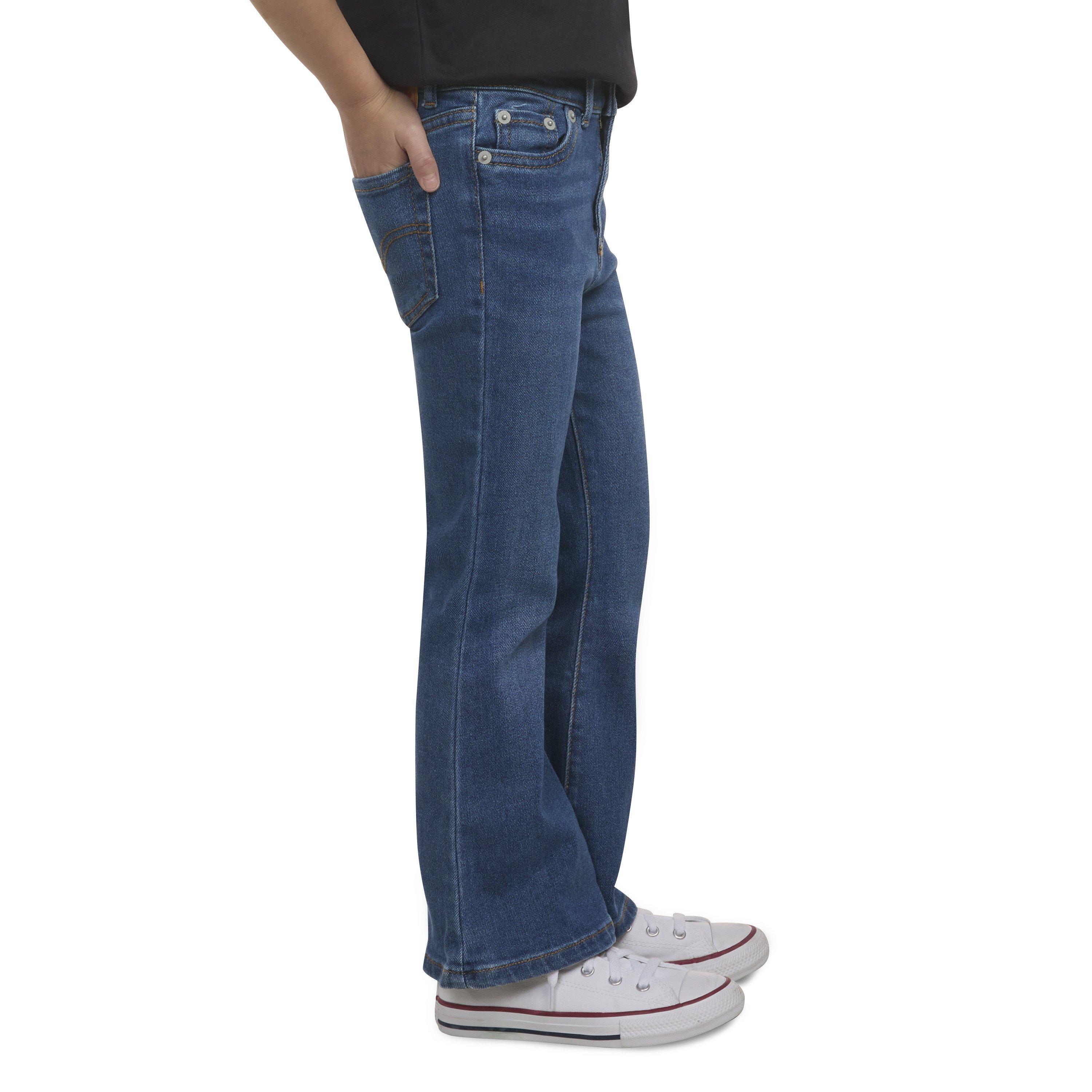 Levi's Little Girls' 726 High Rise Flare Dark Blue Wash Denim Jeans - DARK BLUE Thumbnail View 3