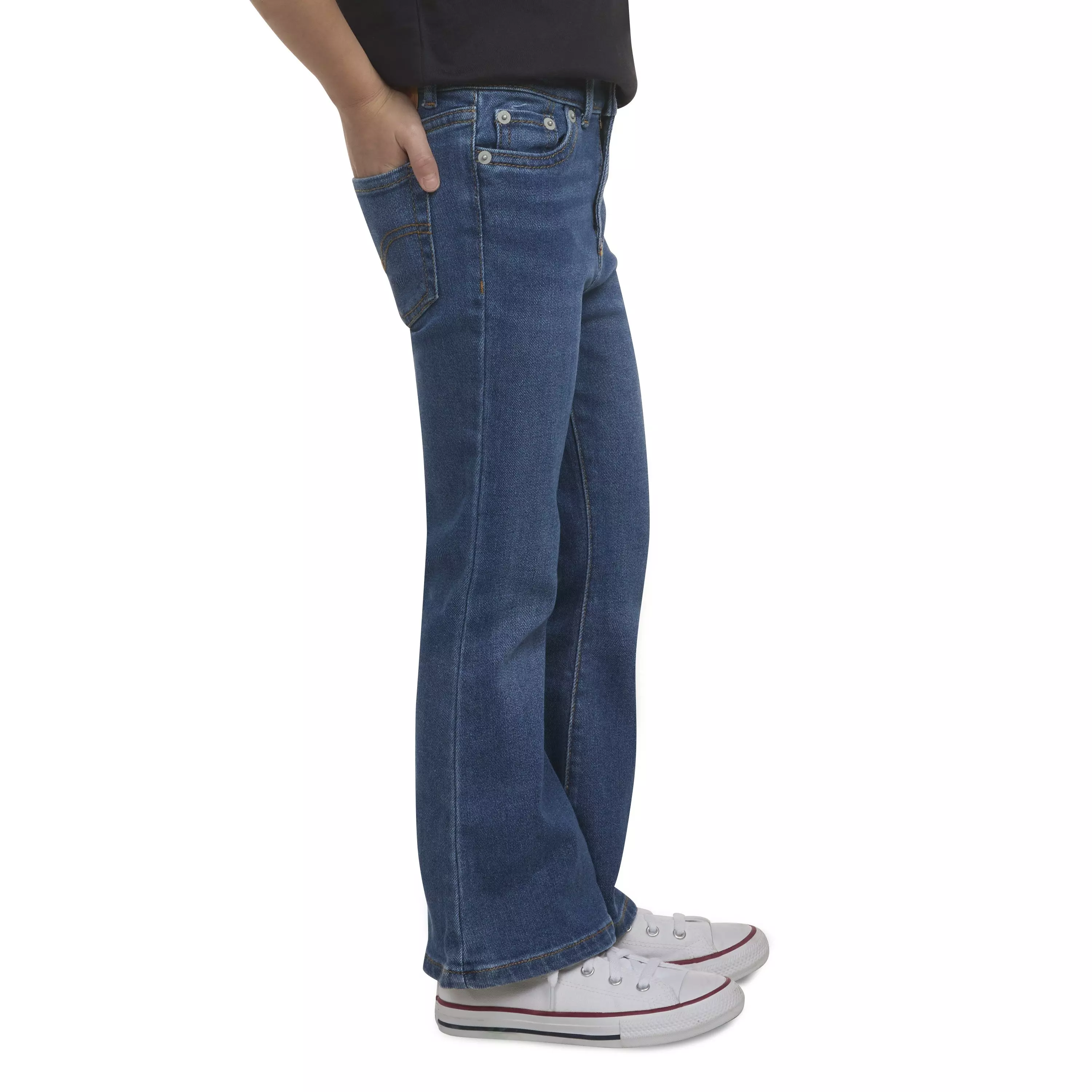 Levi's Little Girls' 726 High Rise Flare Dark Blue Wash Denim Jeans - DARK BLUE