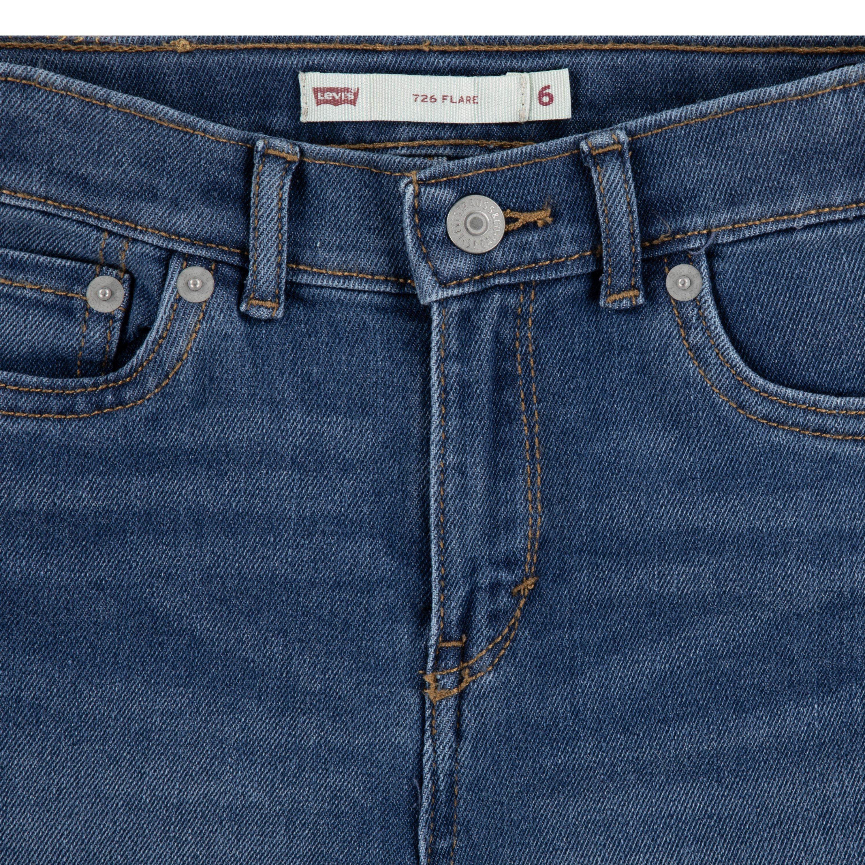 Levi's Little Girls' 726 High Rise Flare Dark Blue Wash Denim Jeans - DARK BLUE Thumbnail View 4