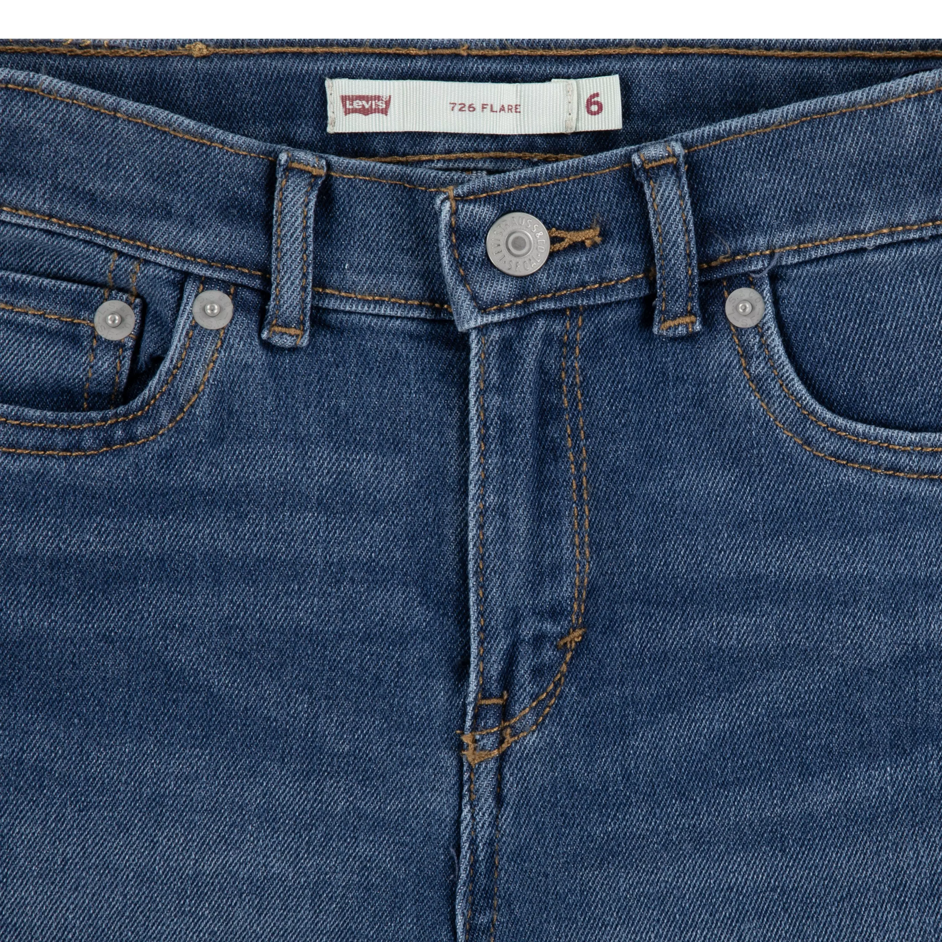Levi's Little Girls' 726 High Rise Flare Dark Blue Wash Denim Jeans - DARK BLUE