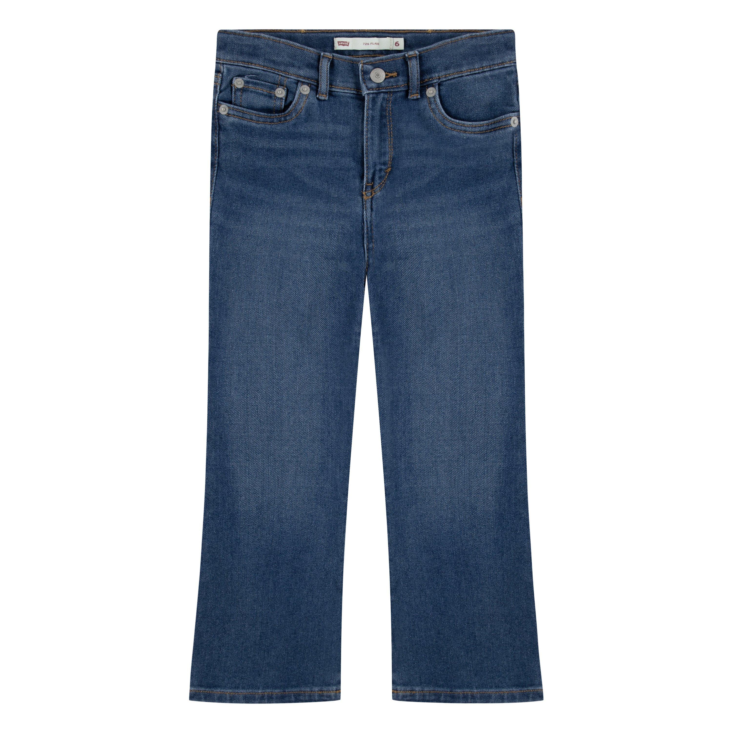 Levi's Little Girls' 726 High Rise Flare Dark Blue Wash Denim Jeans - DARK BLUE Thumbnail View 8