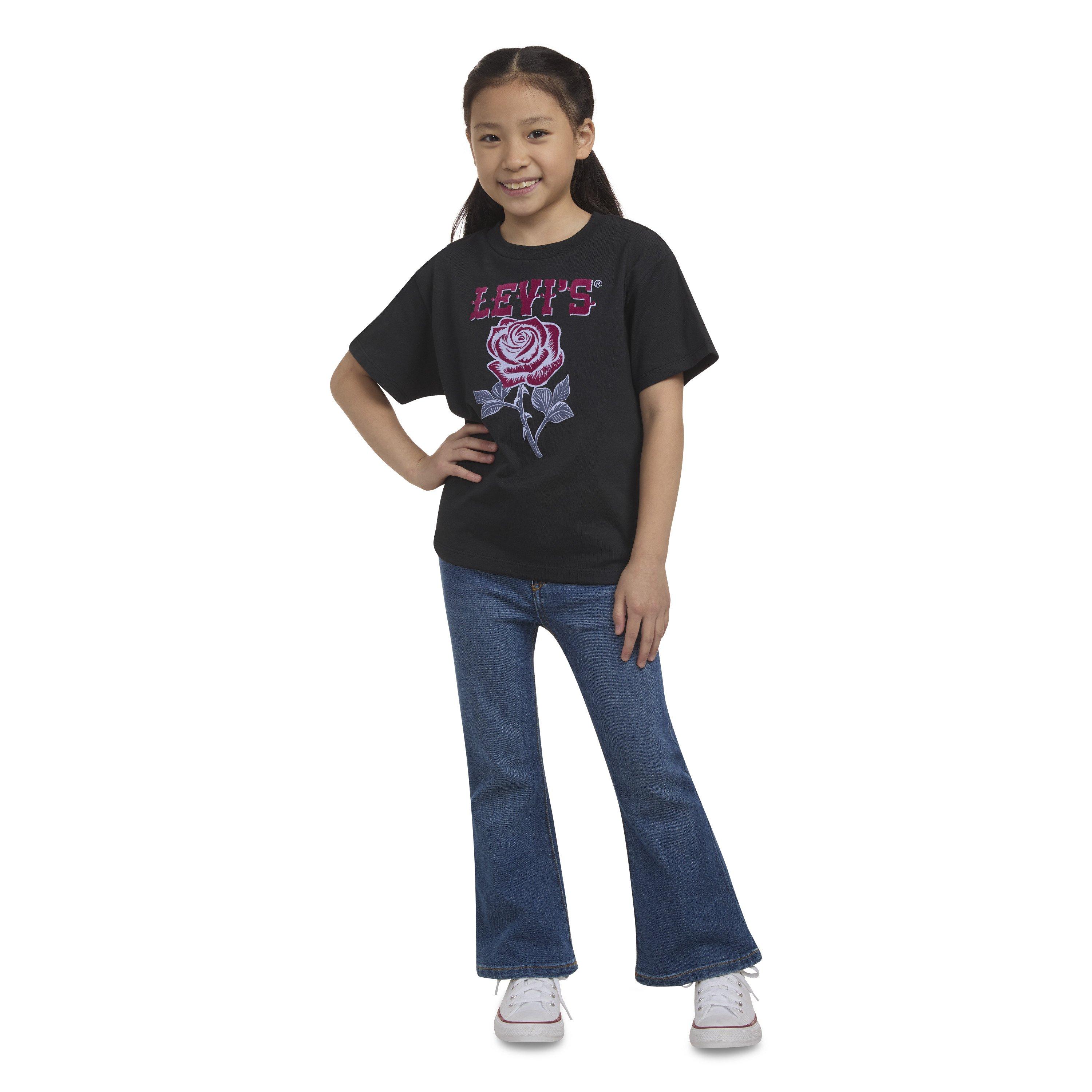 Levi's Little Girls' 726 High Rise Flare Dark Blue Wash Denim Jeans - DARK BLUE Thumbnail View 10