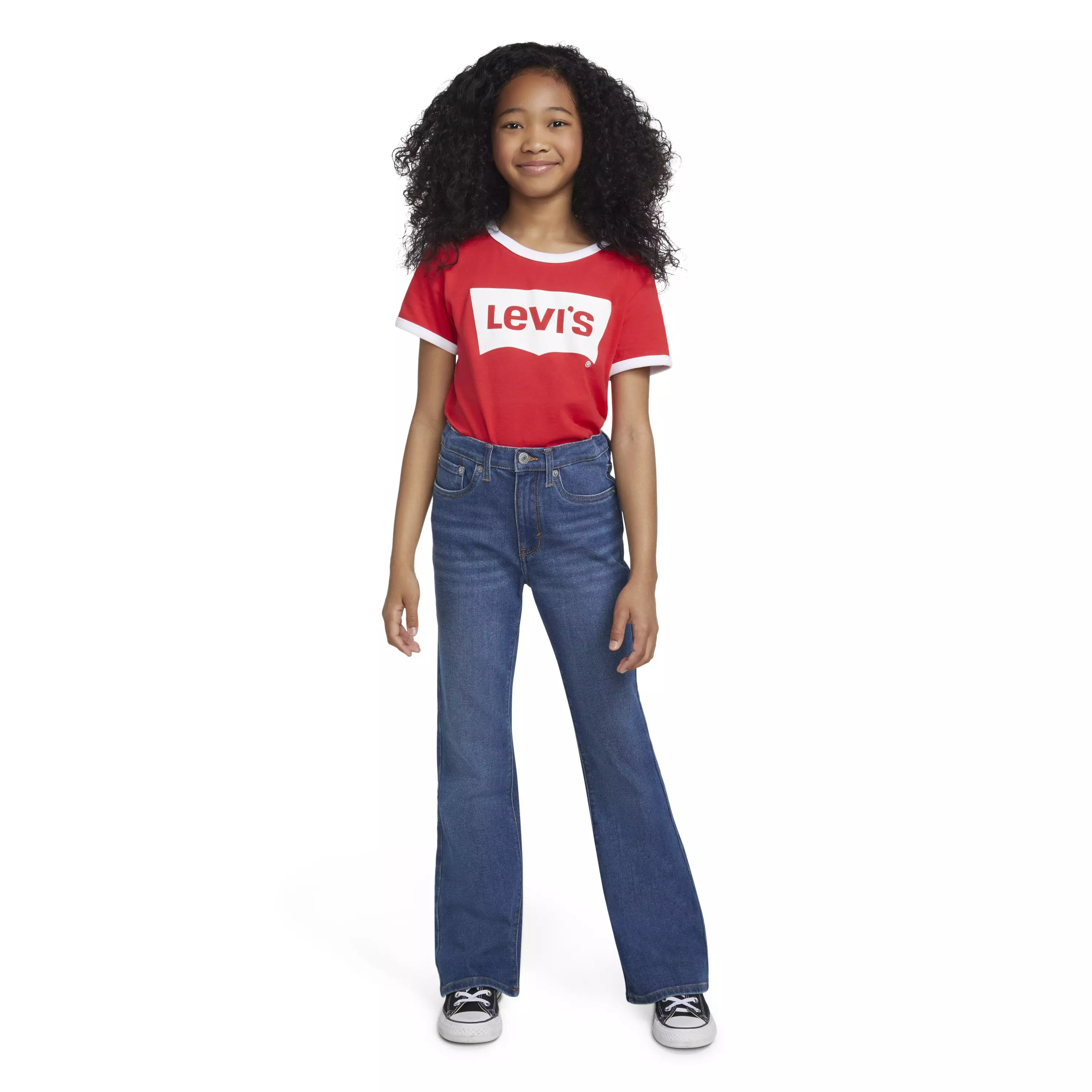 Levi's Big Girls' 726 High Rise Flare Dark Blue Wash Denim Jeans - DARK BLUE