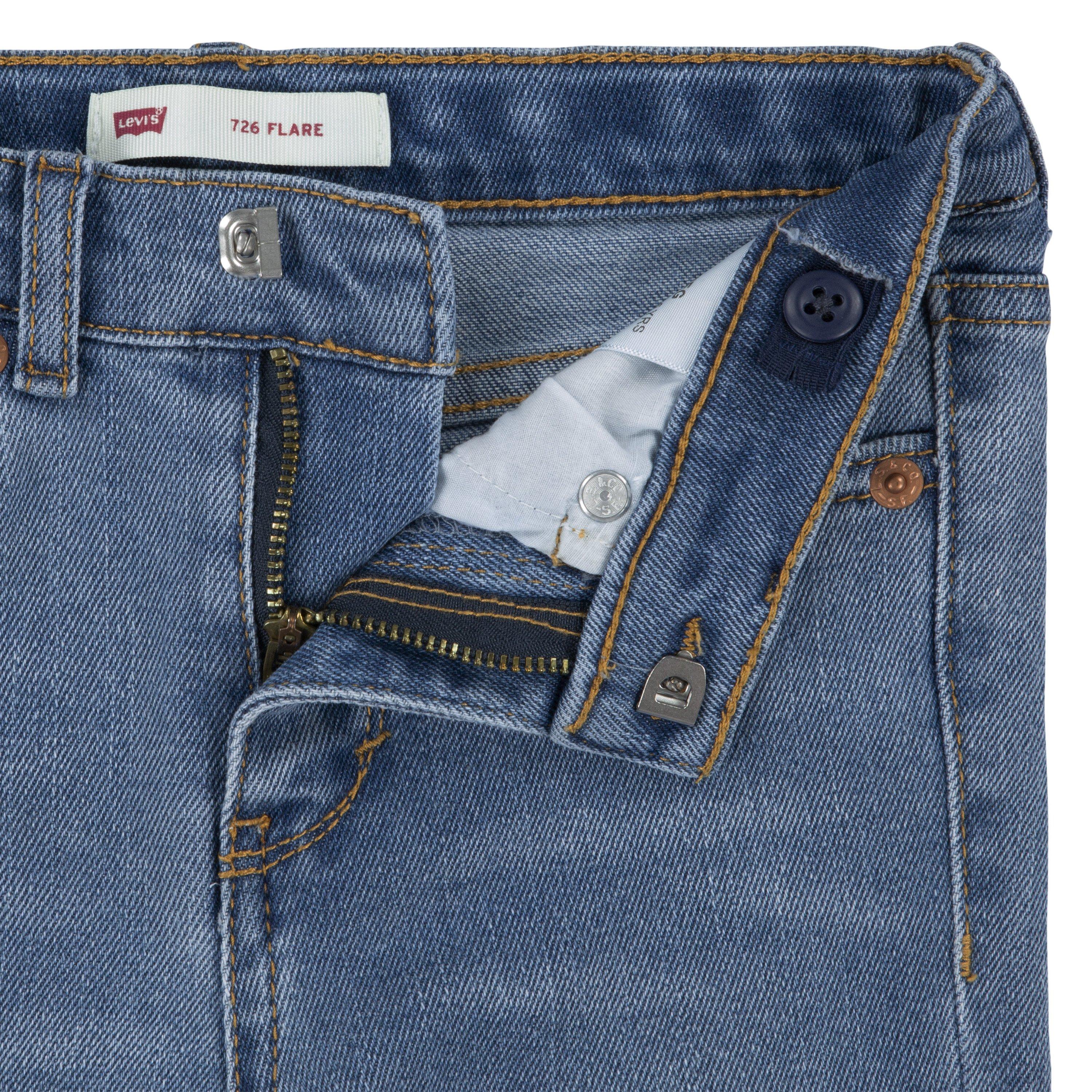 Levi's Little Girls' 726 High Rise Flare Medium Blue Wash Denim Jeans - MEDIUM BLUE Thumbnail View 4