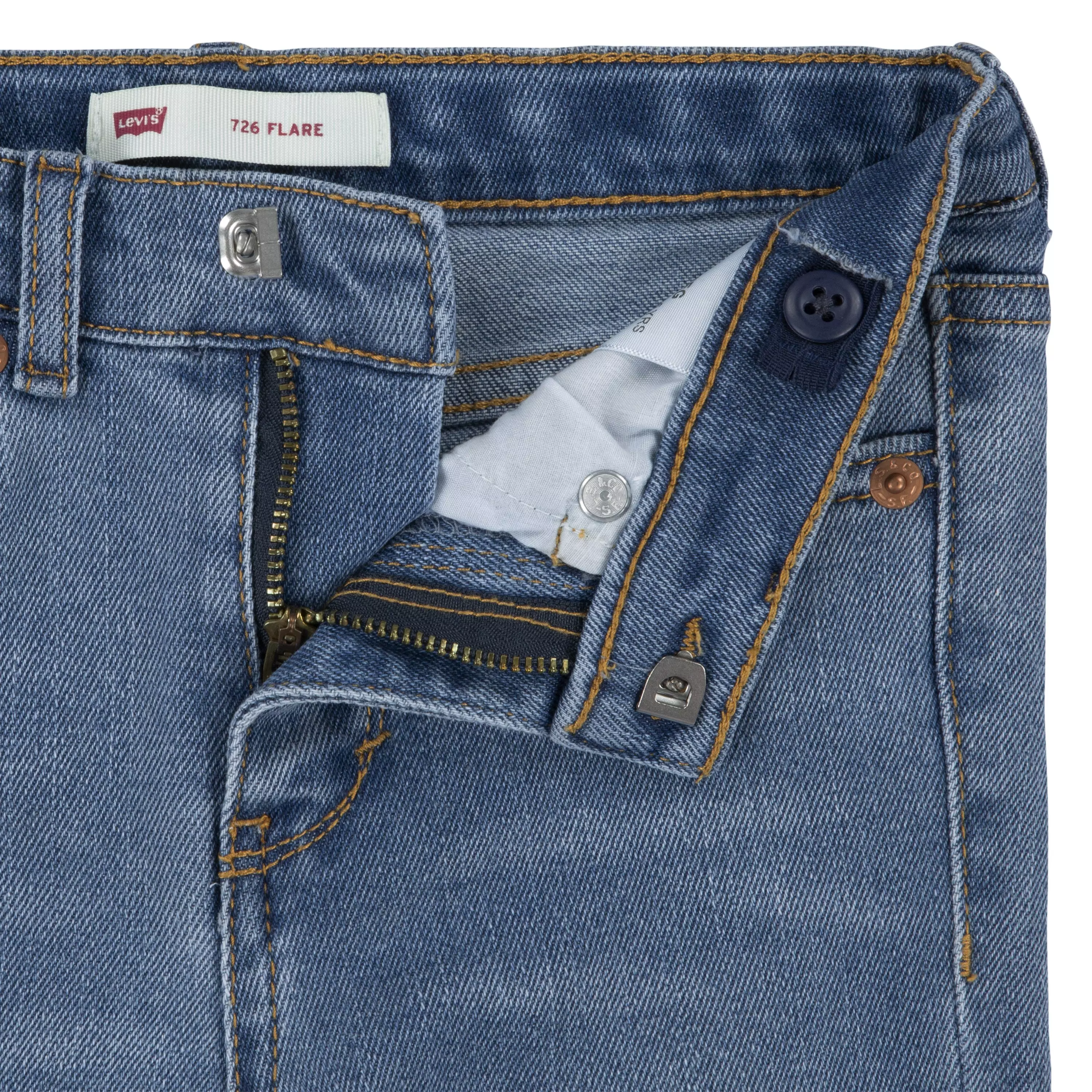 Levi's Little Girls' 726 High Rise Flare Medium Blue Wash Denim Jeans - MEDIUM BLUE