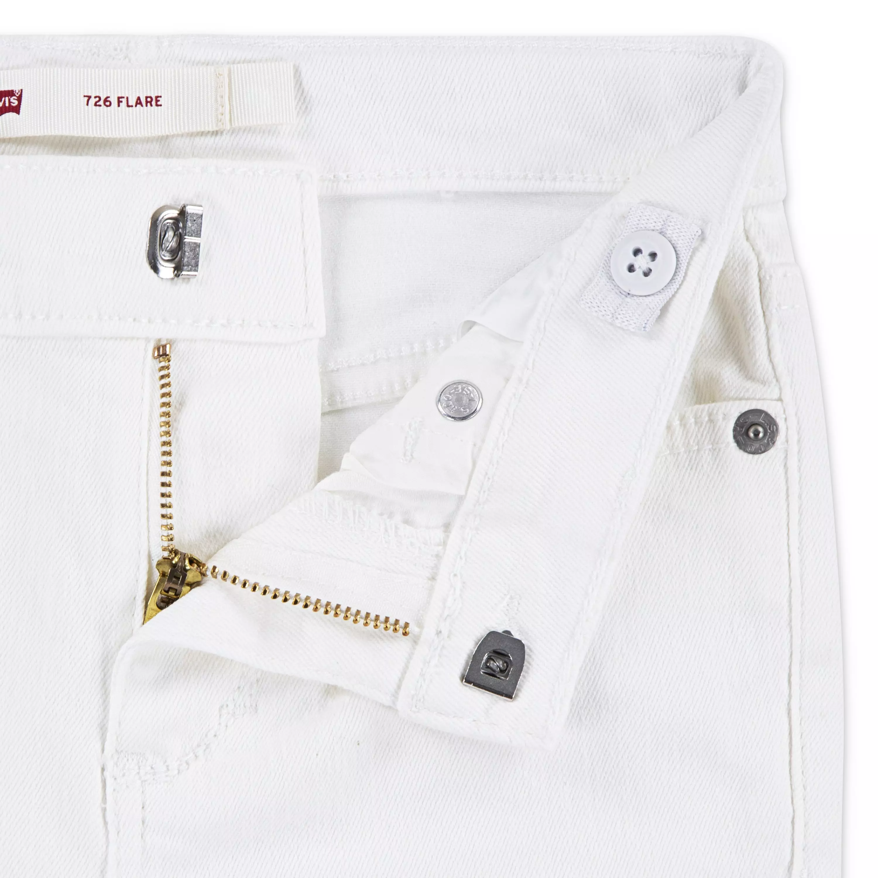 Levi's Little Girls' 726 High Rise Flare Wash Denim Jeans - White - WHITE