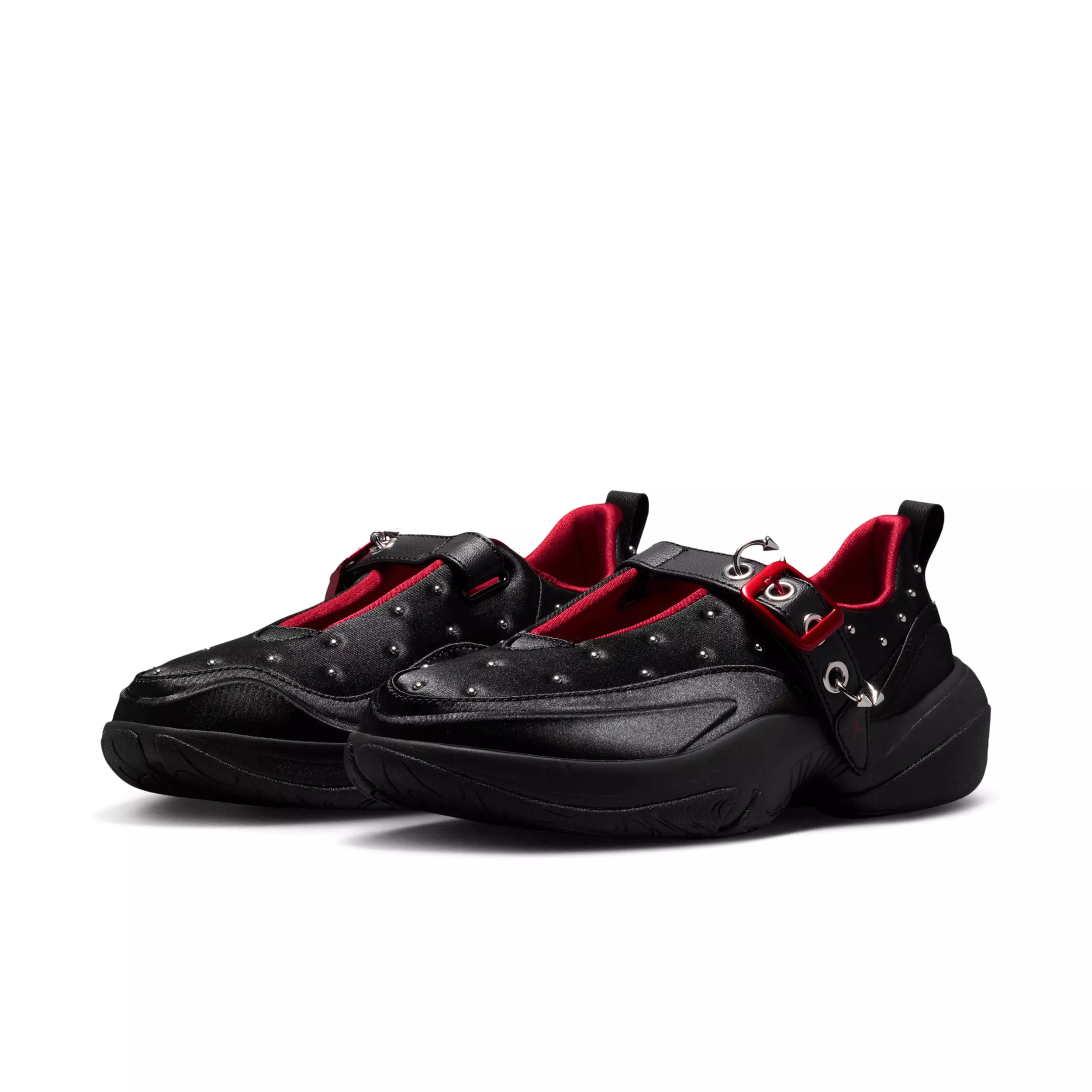Jordan Pointe "White/Black/Metallic Silver/University Red" Women's Shoe - WHITE/BLACK/SILVER/RED