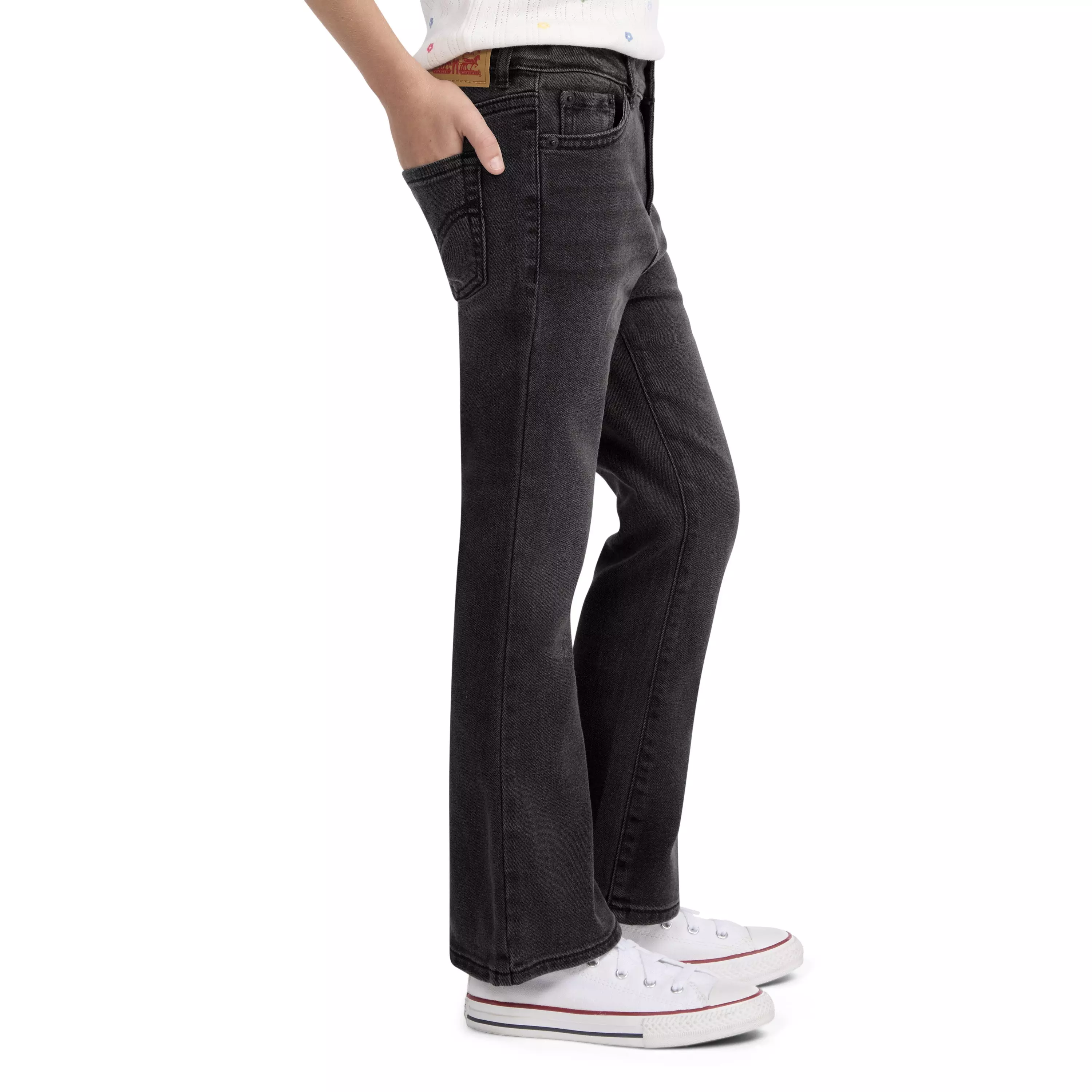 Levi's Little Girls' 726 High Rise Flare Black Wash Denim Jeans - BLACK