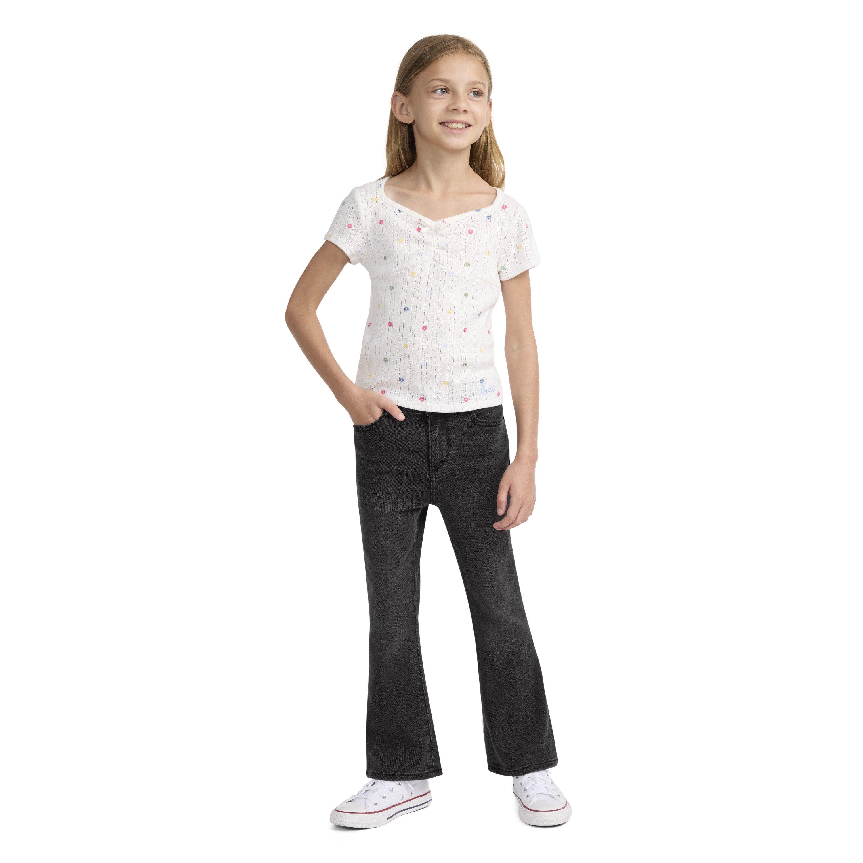 Levi's Little Girls' 726 High Rise Flare Wash Denim Jeans - Black - BLACK Thumbnail View 9