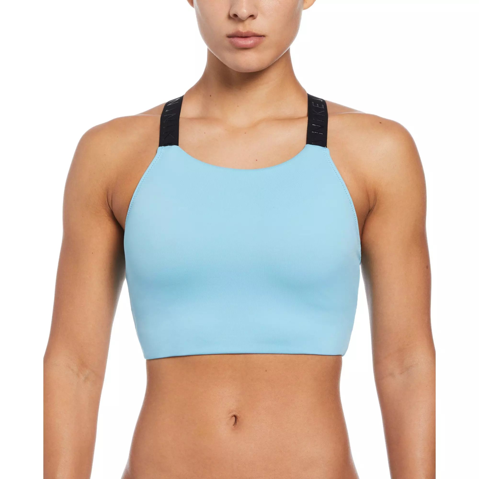 Nike Women's Swim Hydralock Fustion High-Neck Midkini Top - LT BLUE