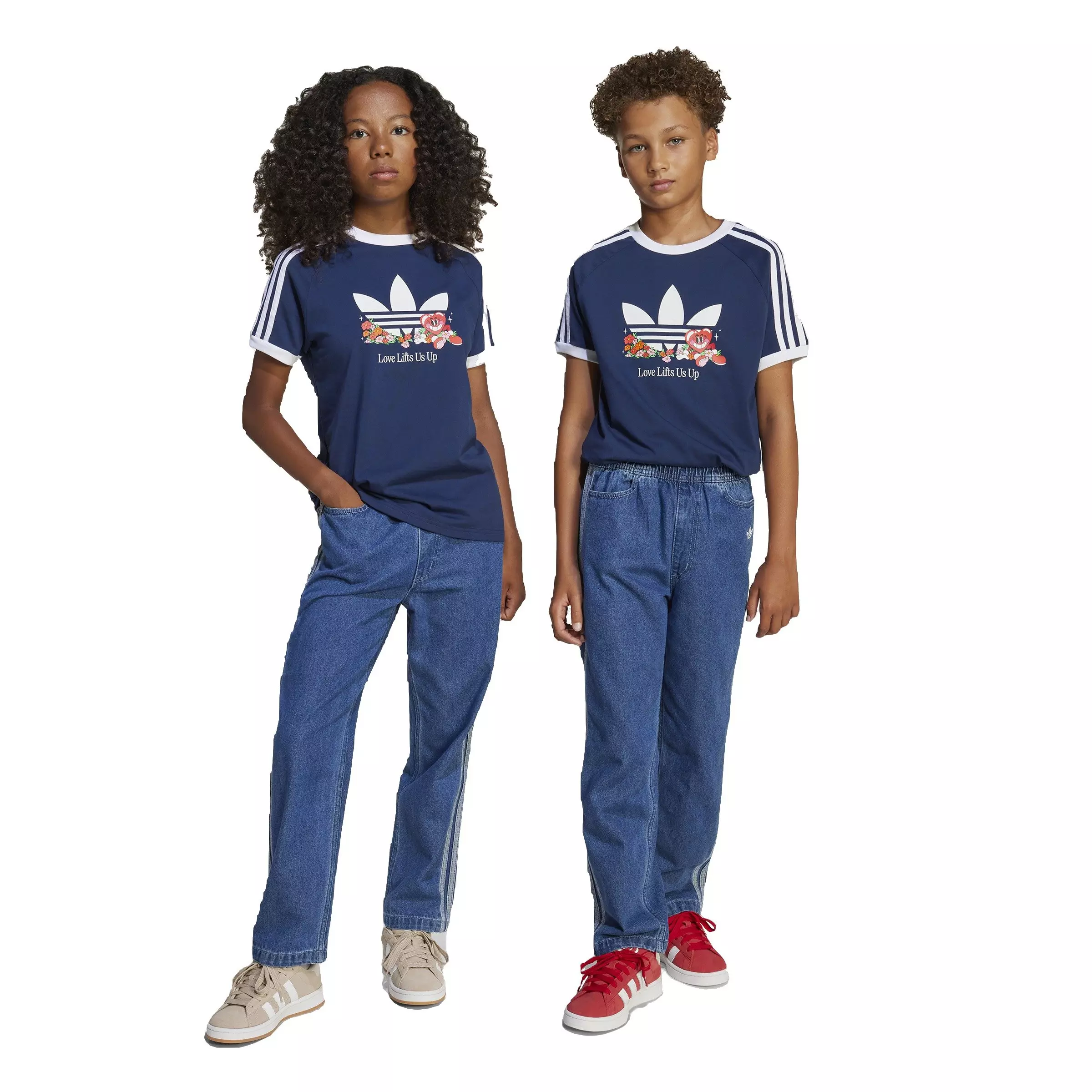 adidas Originals Big Kids' Medium Blue Denim Joggers - BLUE