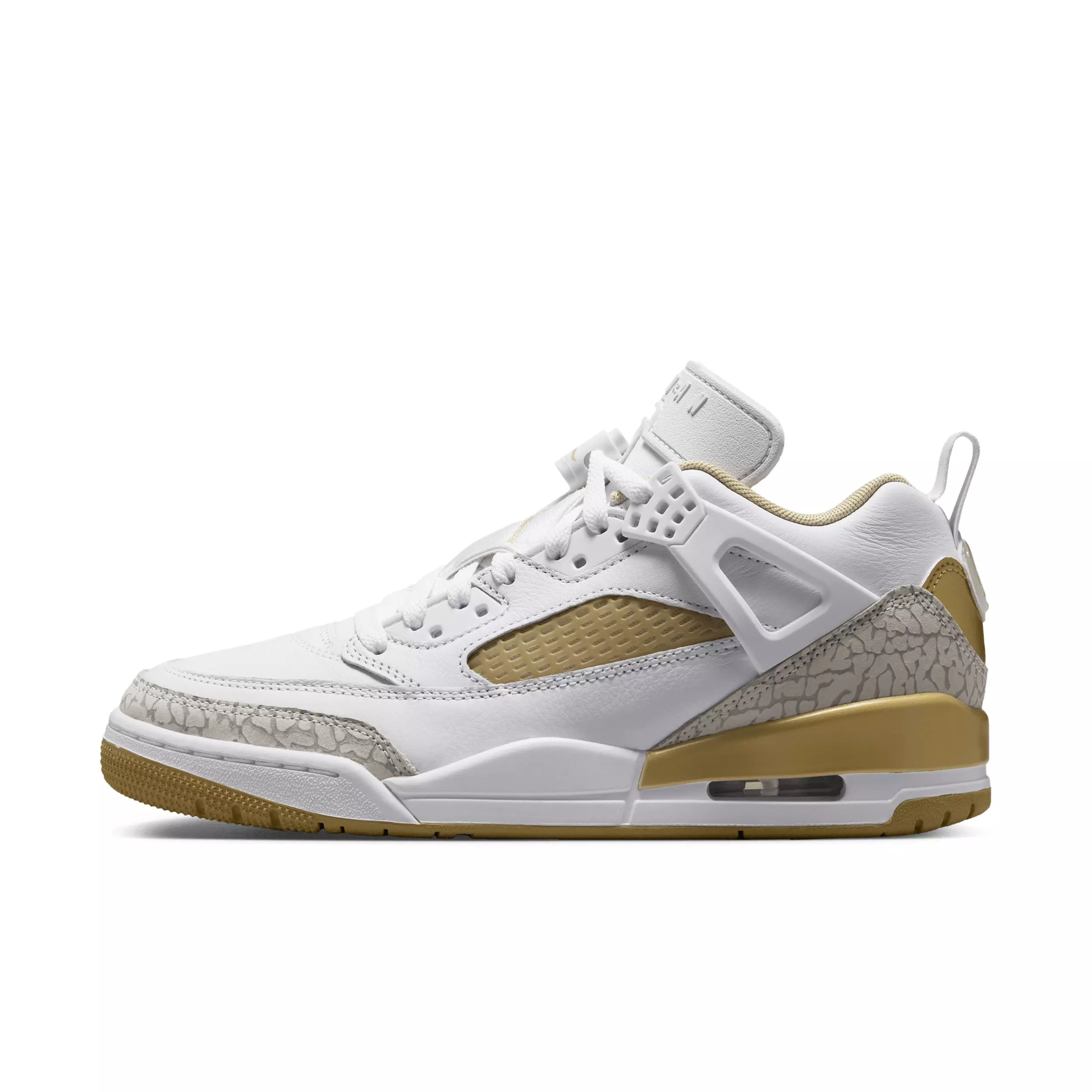 Jordan Spizike Low "White/Neutral Grey/Team Gold/Metallic Gold" Women's Shoe - WHITE/GREY/GOLD/GOLD