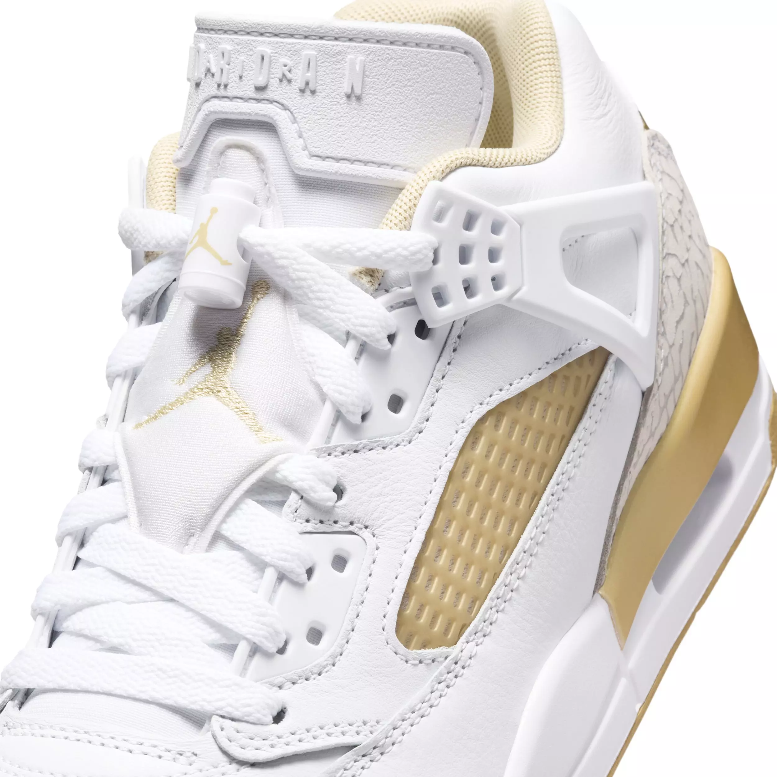 Jordan Spizike Low "White/Neutral Grey/Team Gold/Metallic Gold" Women's Shoe - WHITE/GREY/GOLD/GOLD