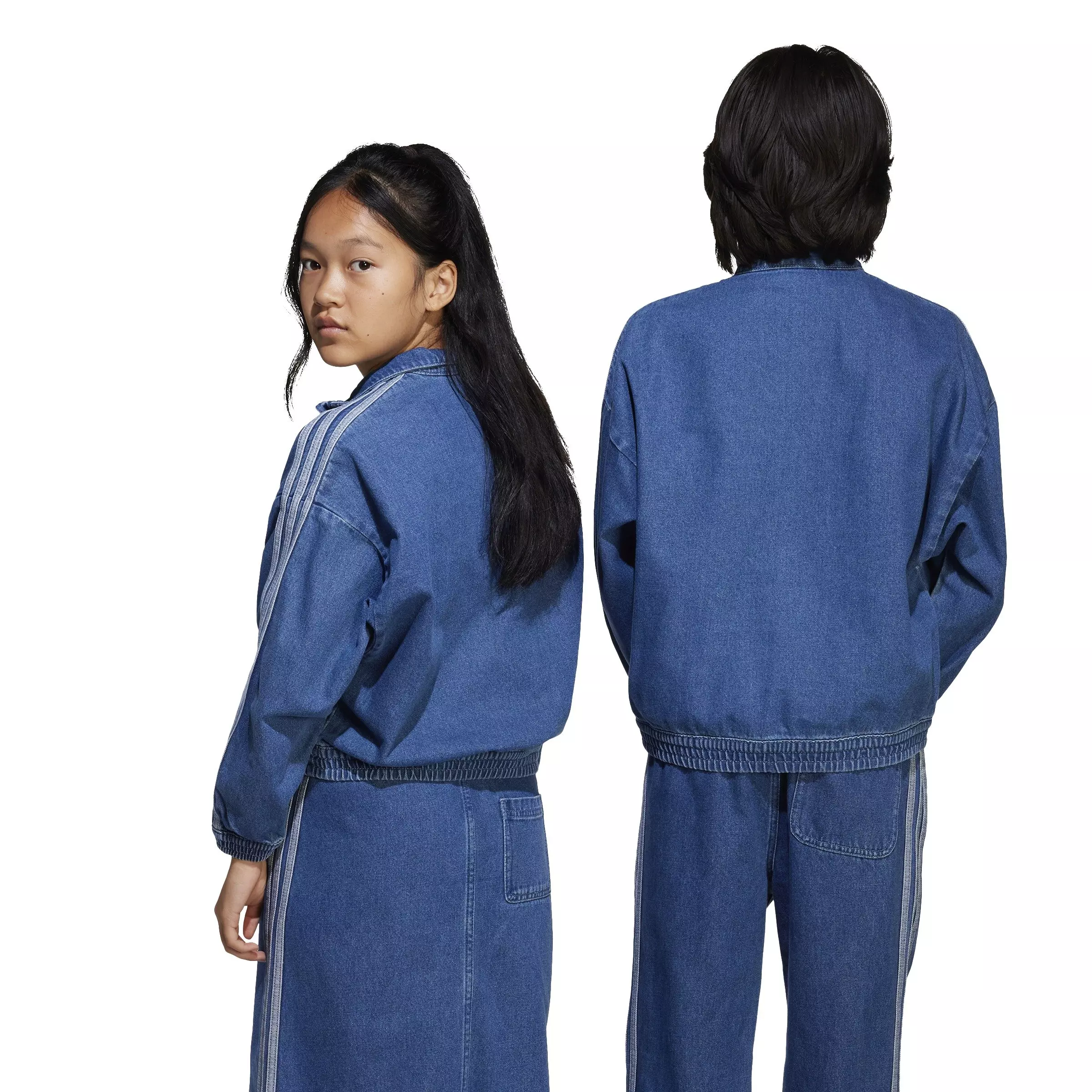 adidas Originals Big Kids' Adicolor Medium Blue Denim Jacket - BLUE