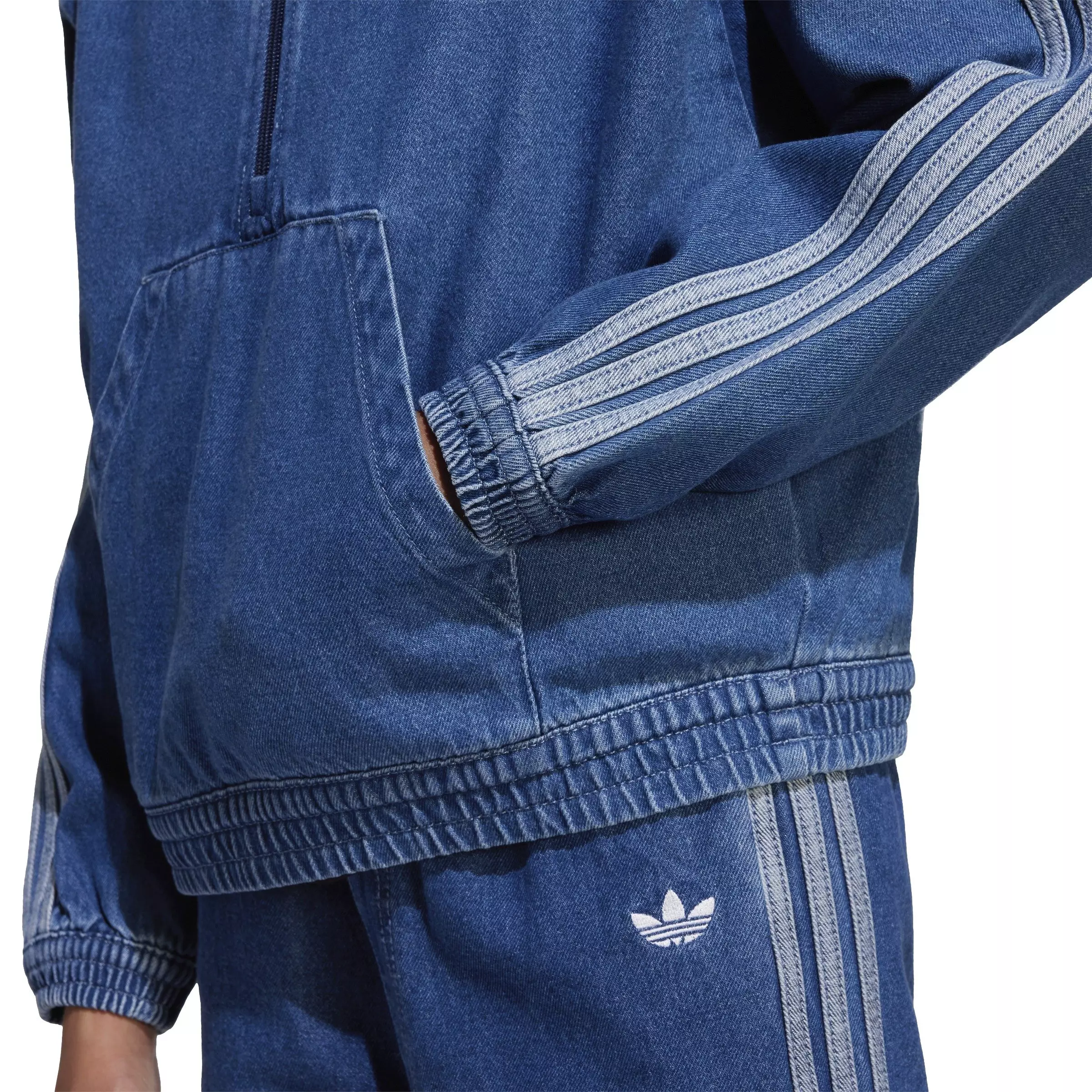 adidas Originals Big Kids' Adicolor Medium Blue Denim Jacket - BLUE