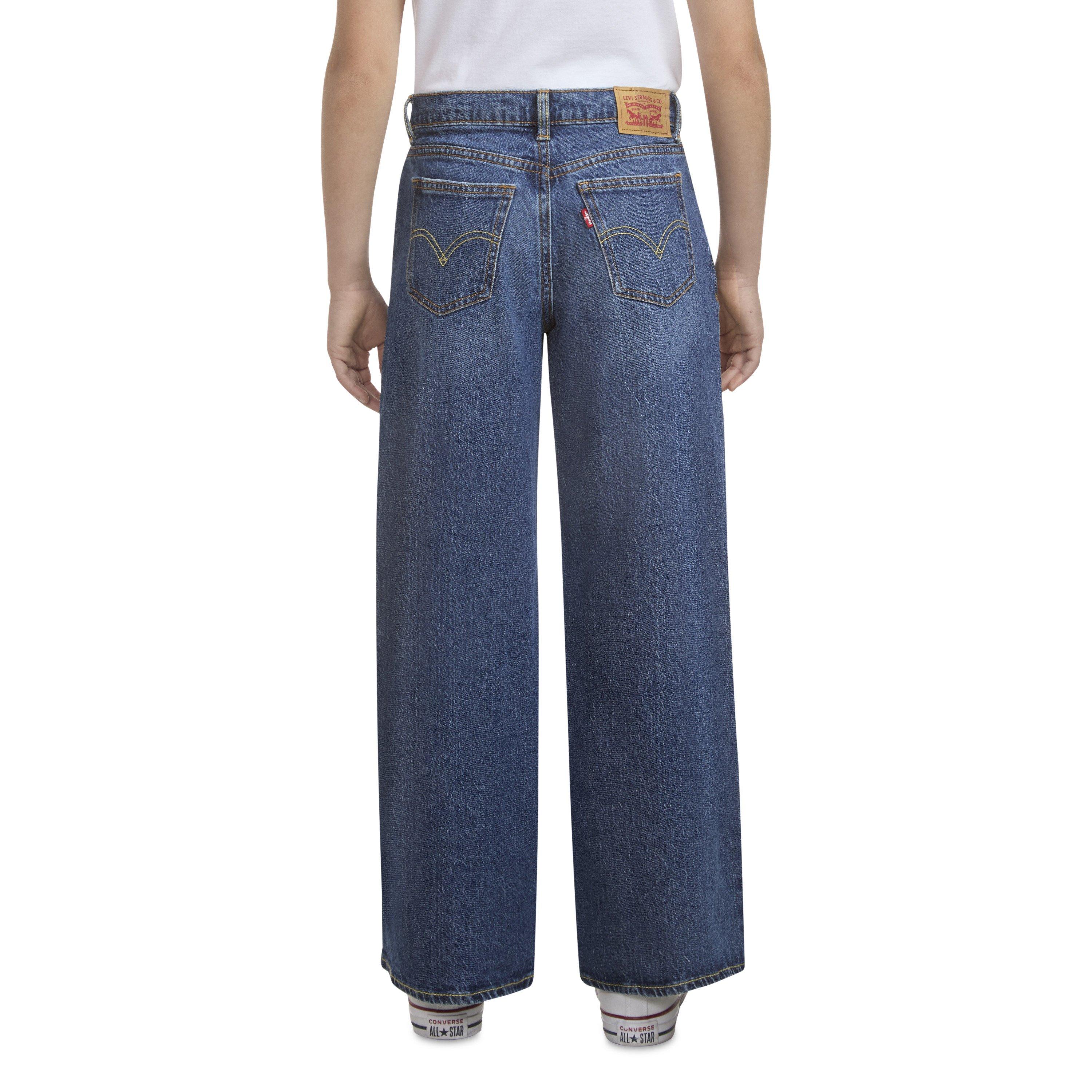 Levi's High Rise Baggy Med Wash Big Girls' Dark Blue Denim Jeans - DK BLUE Thumbnail View 2