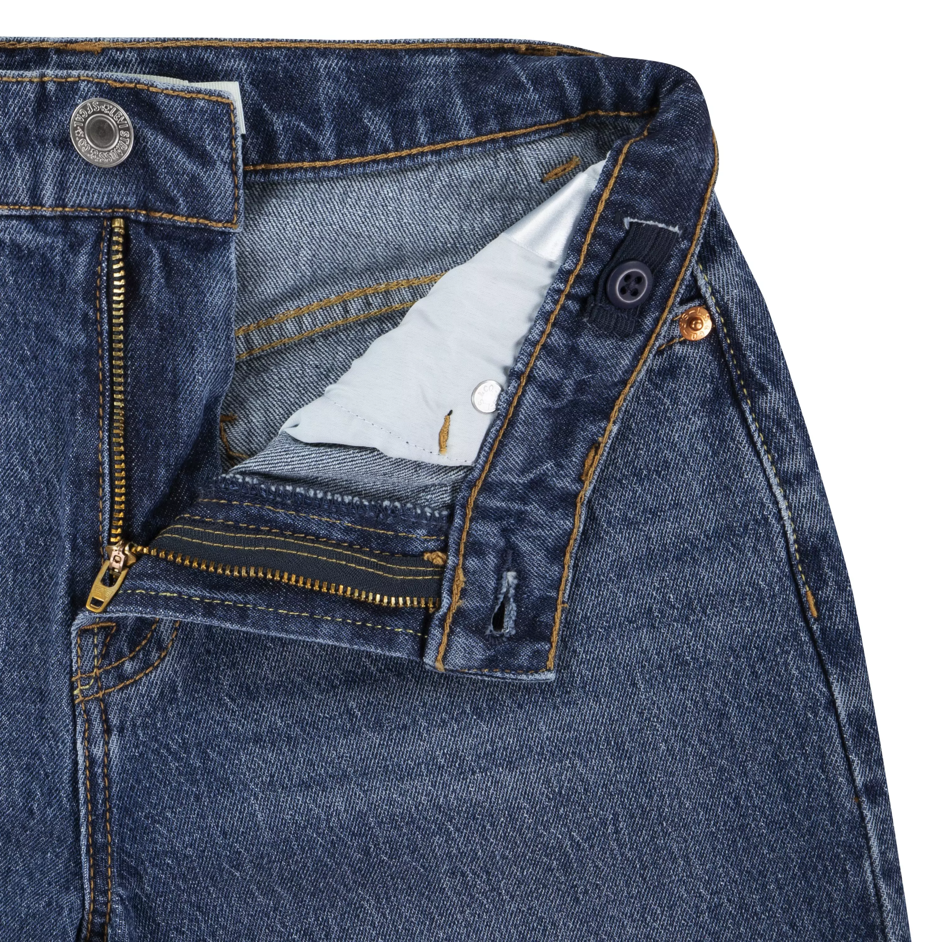 Levi's High Rise Baggy Med Wash Big Girls' Dark Blue Denim Jeans - DK BLUE