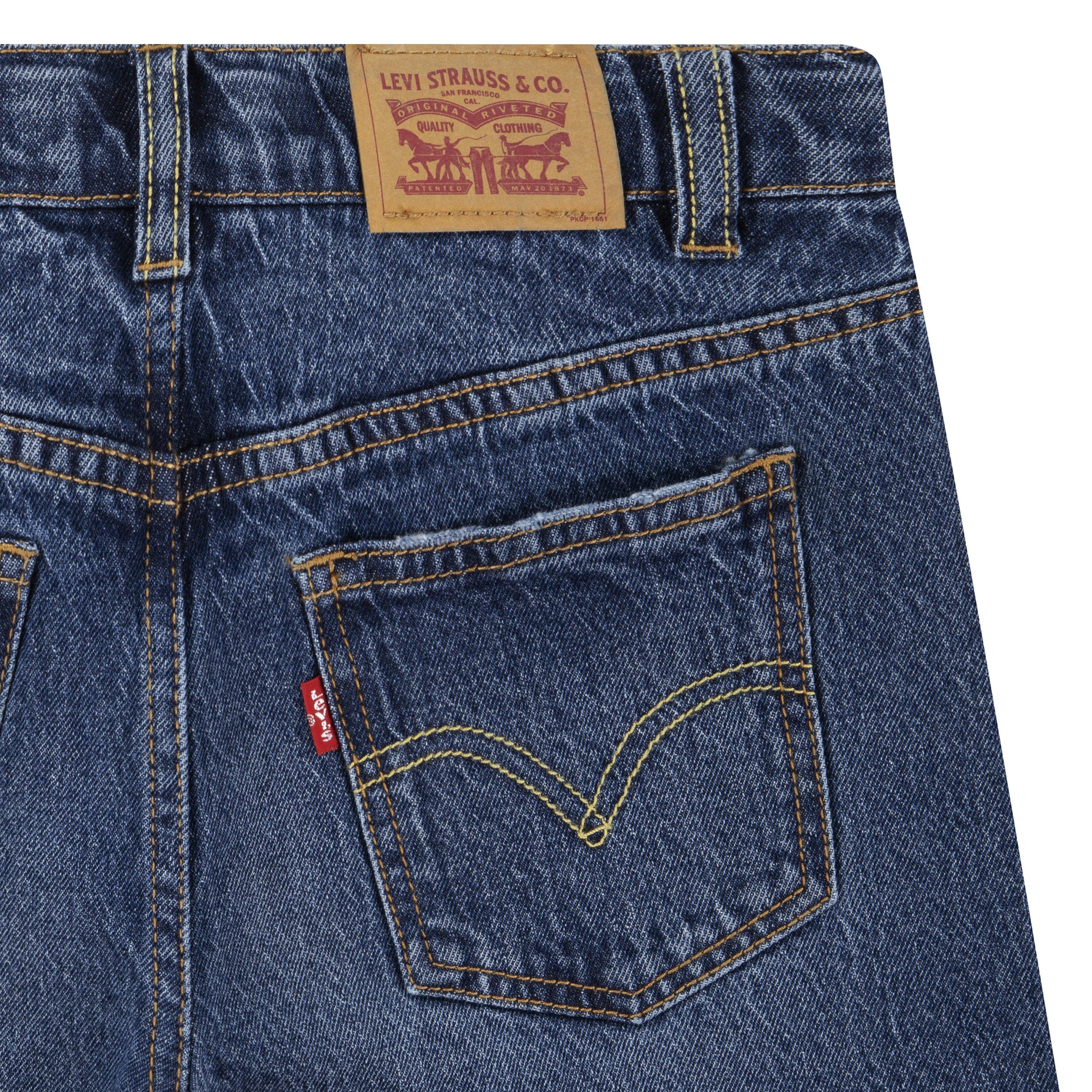 Levi's High Rise Baggy Med Wash Big Girls' Dark Blue Denim Jeans - DK BLUE Thumbnail View 6
