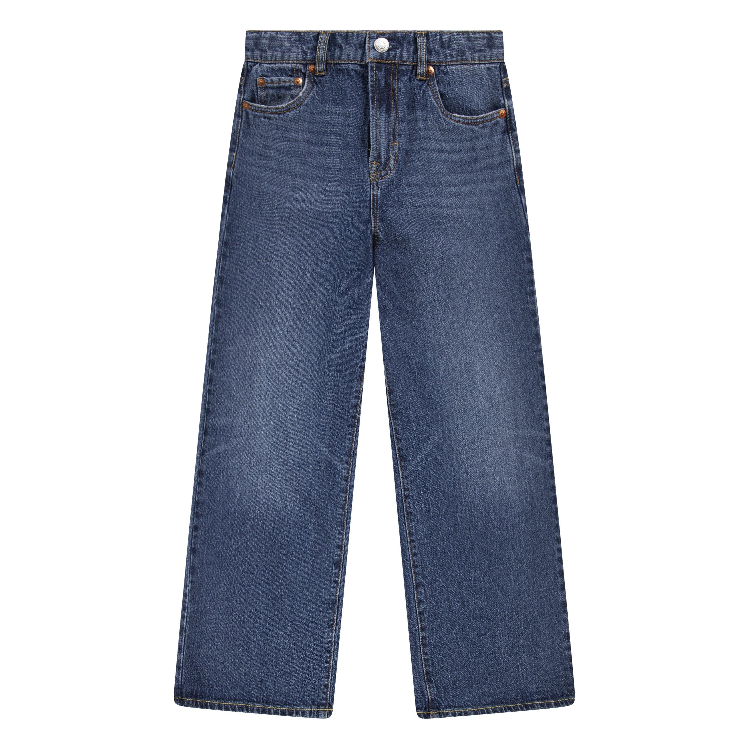 Levi's High Rise Baggy Med Wash Big Girls' Dark Blue Denim Jeans - DK BLUE Thumbnail View 7