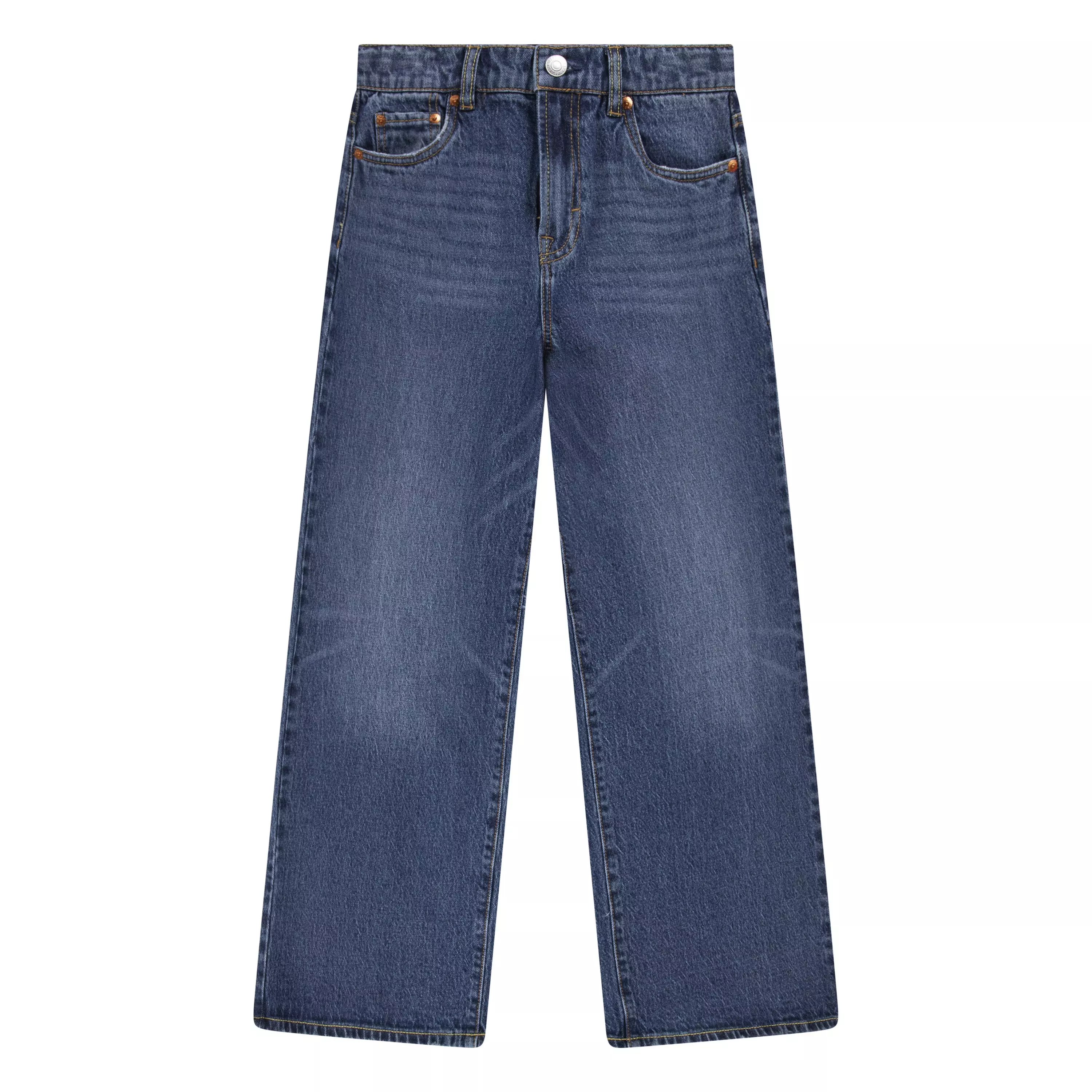 Levi's High Rise Baggy Med Wash Big Girls' Dark Blue Denim Jeans - DK BLUE