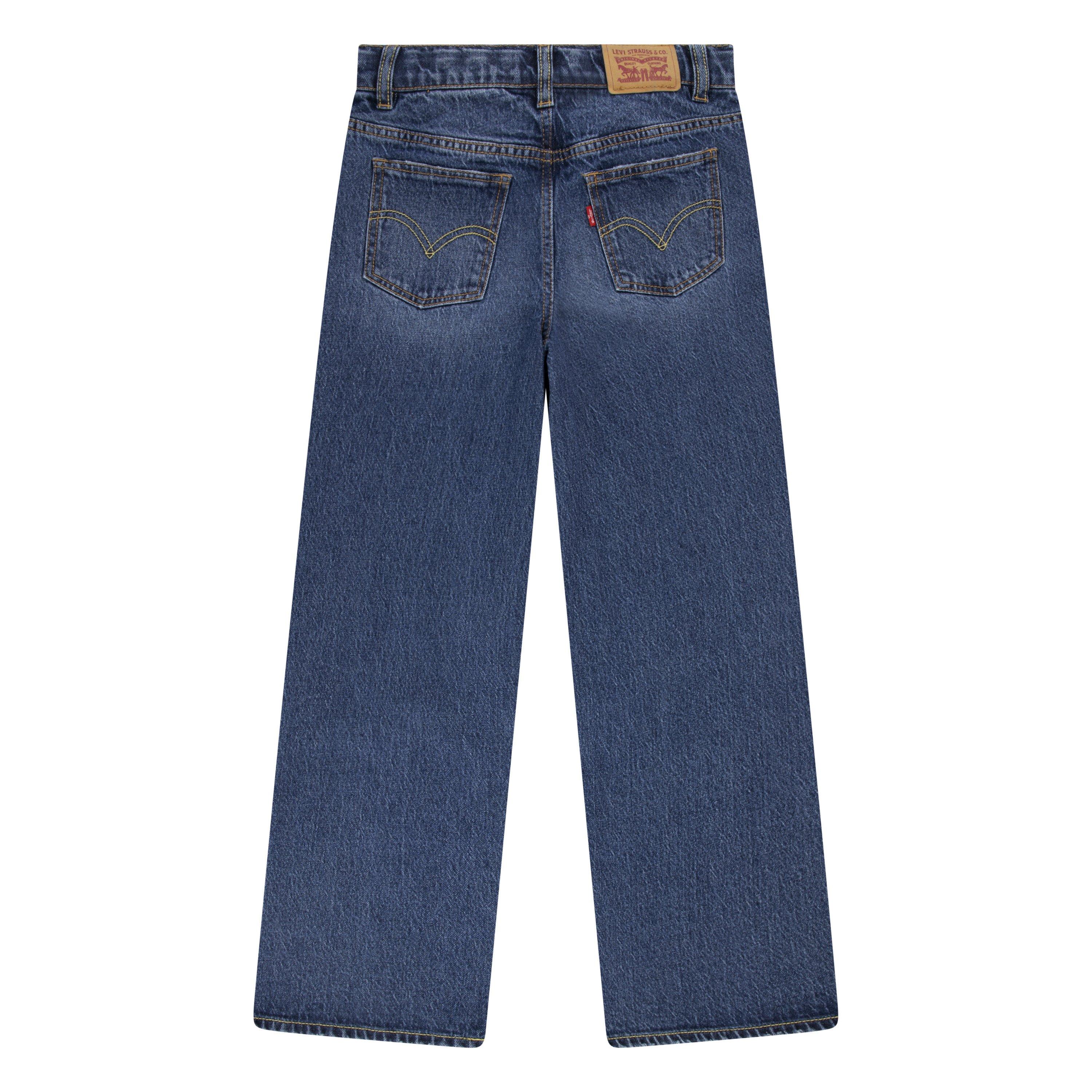 Levi's High Rise Baggy Med Wash Big Girls' Dark Blue Denim Jeans - DK BLUE Thumbnail View 8