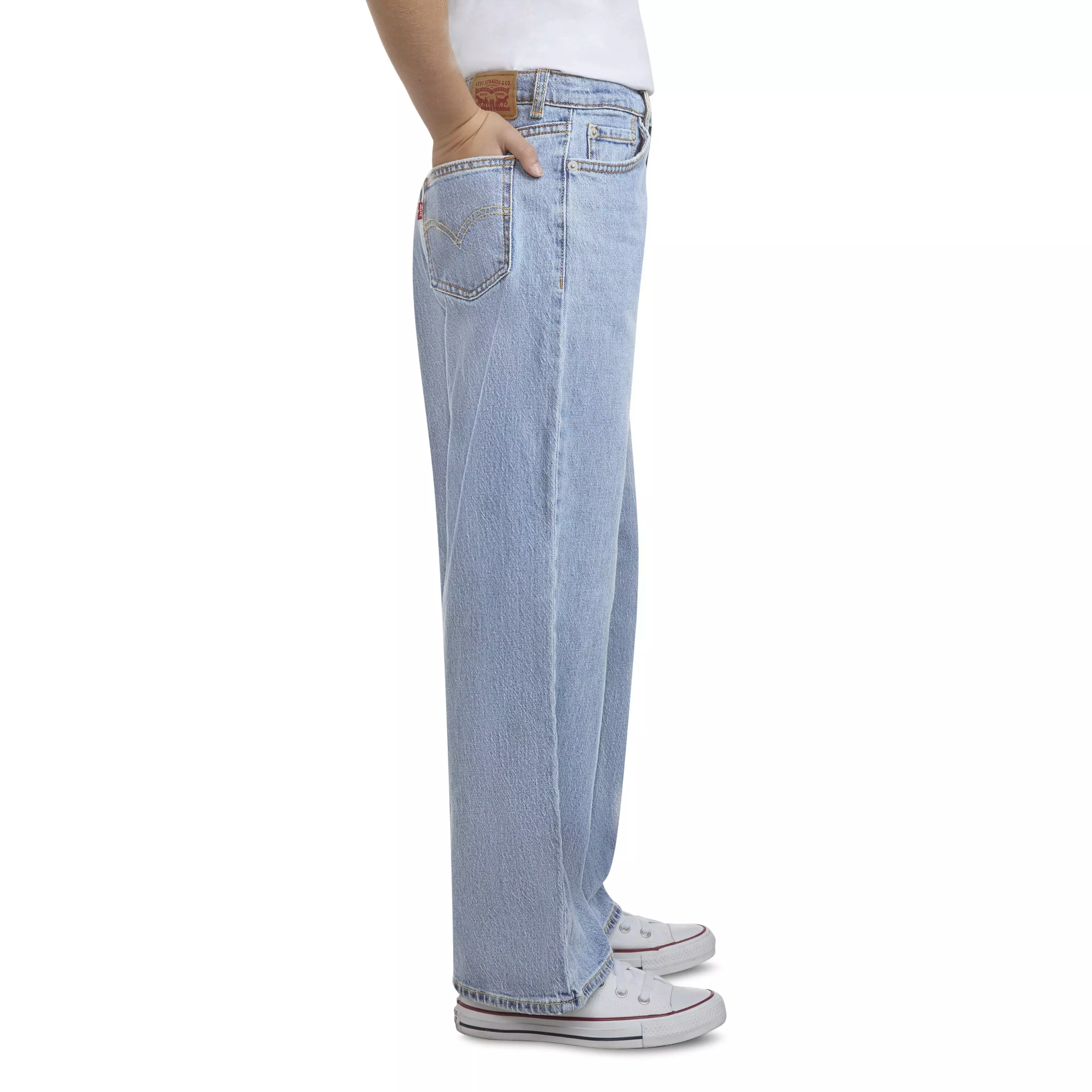 Levi's Big Girls' High Rise Baggy Lt Wash Light Blue Denim Jeans - LT BLUE