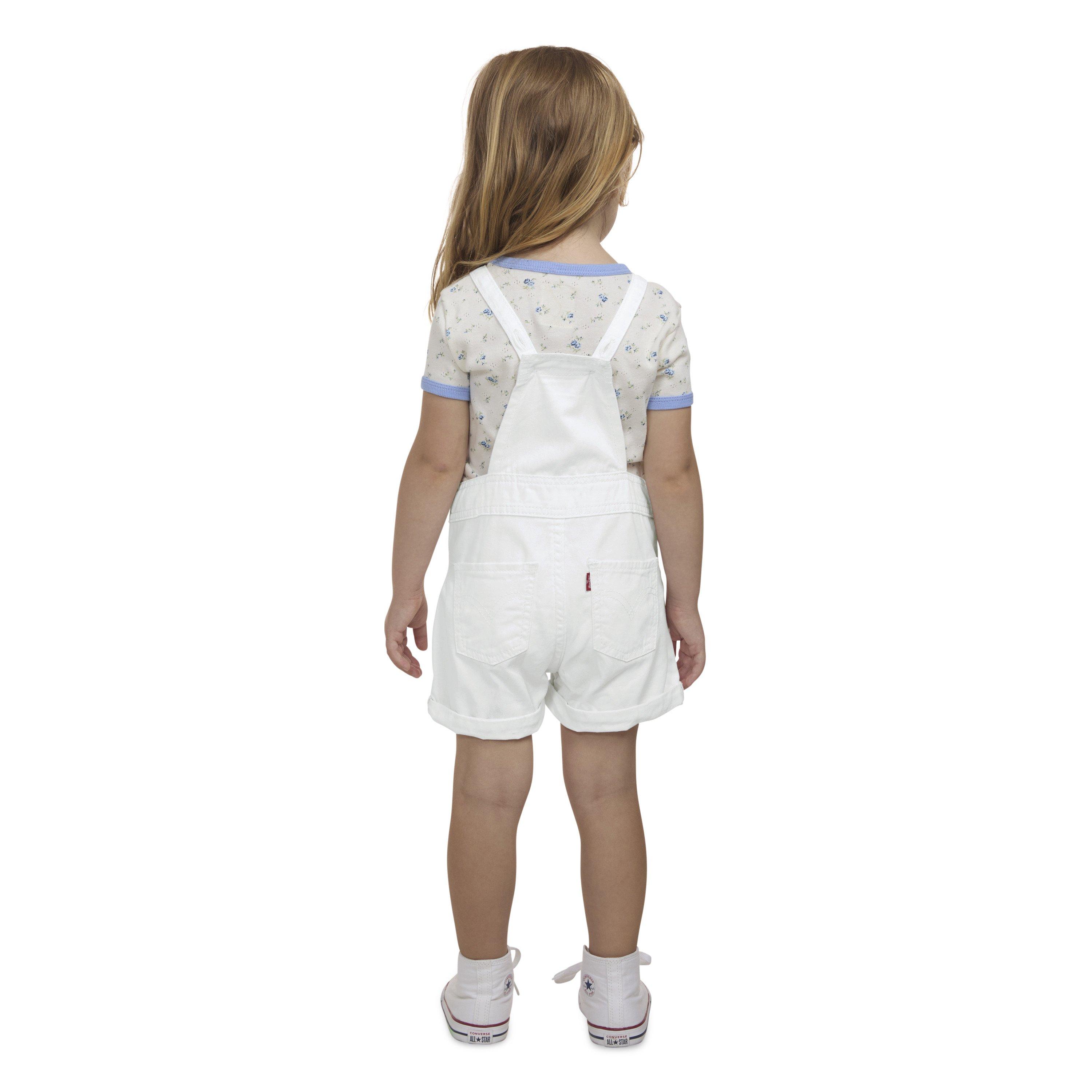 Levi's Knot Strap Toddler Girls' White Wash Denim Shortalls