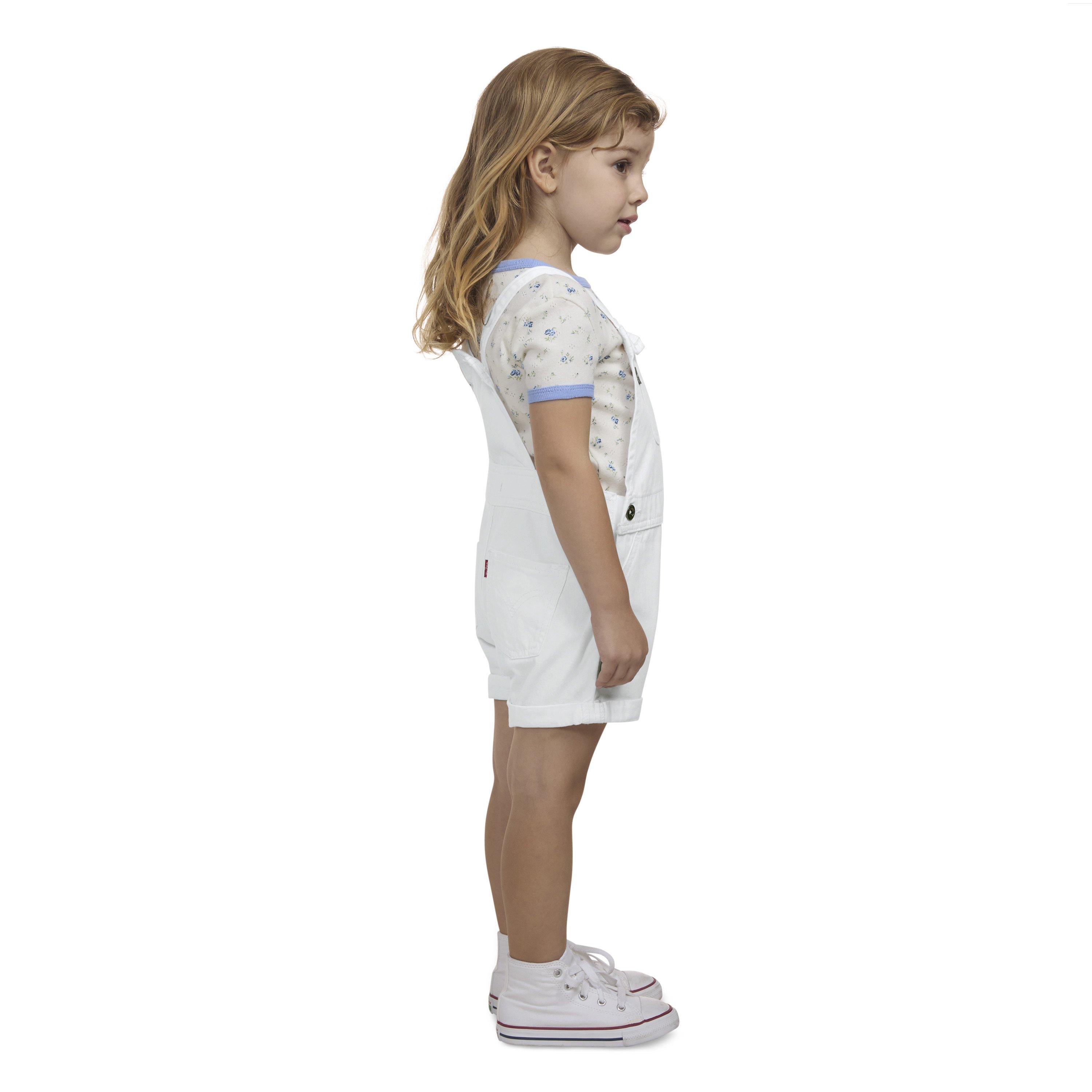 Levi's Knot Strap Toddler Girls' White Wash Denim Shortalls