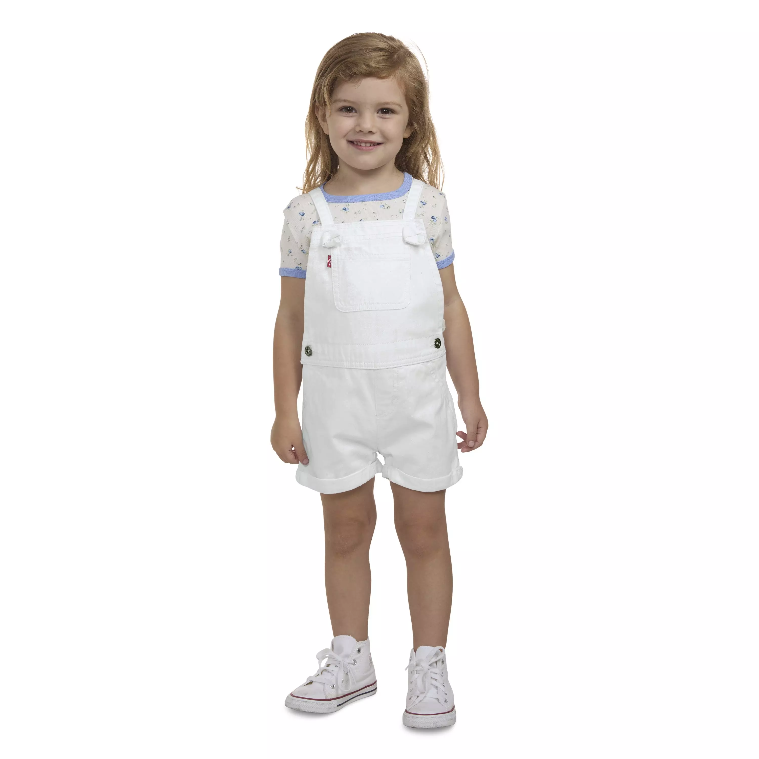 Levi's Toddler Girls' Knot Strap White Wash Denim Shortalls - WHITE
