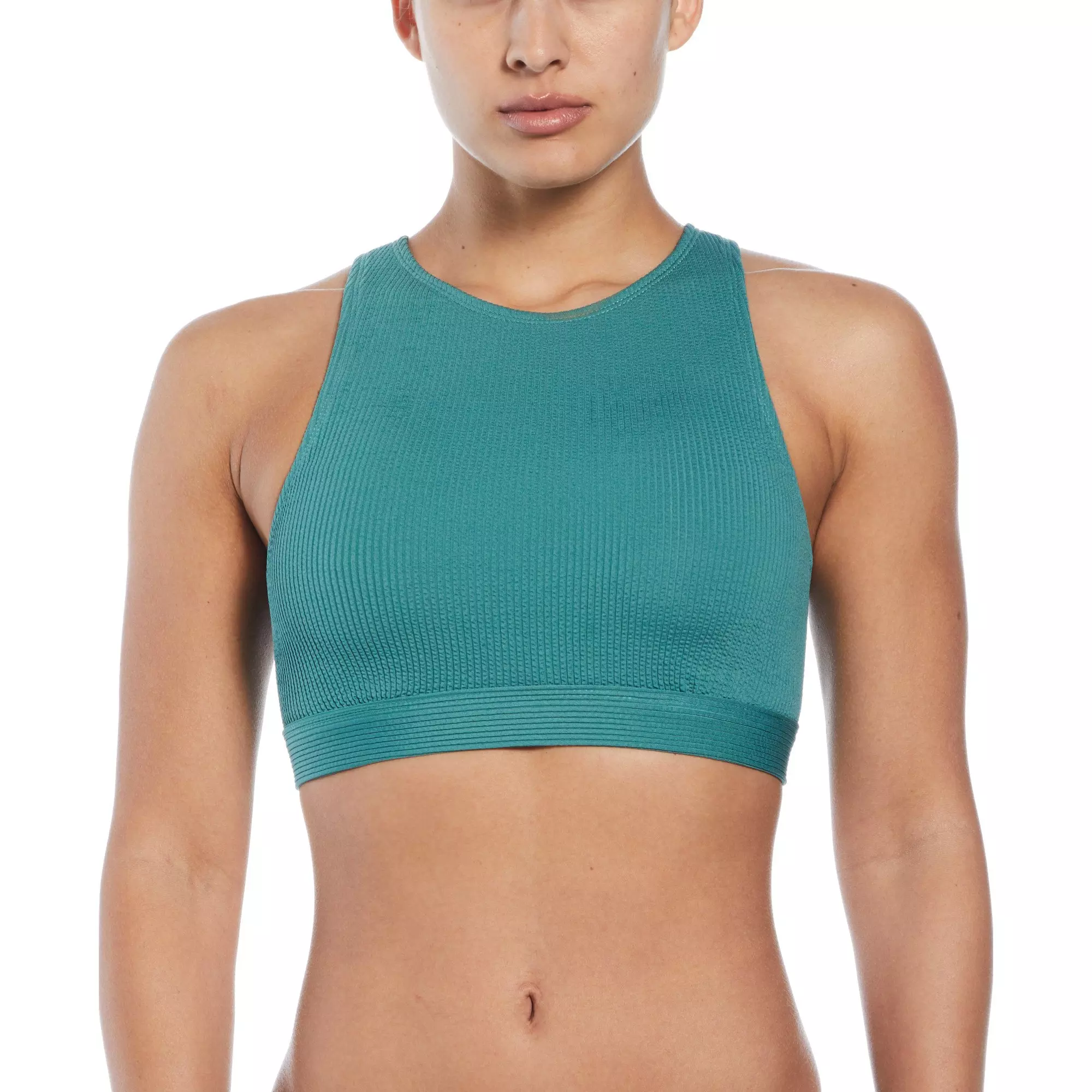 Nike Women's Swim Elevated Essential High-Neck Bikini Top - LT GREEN