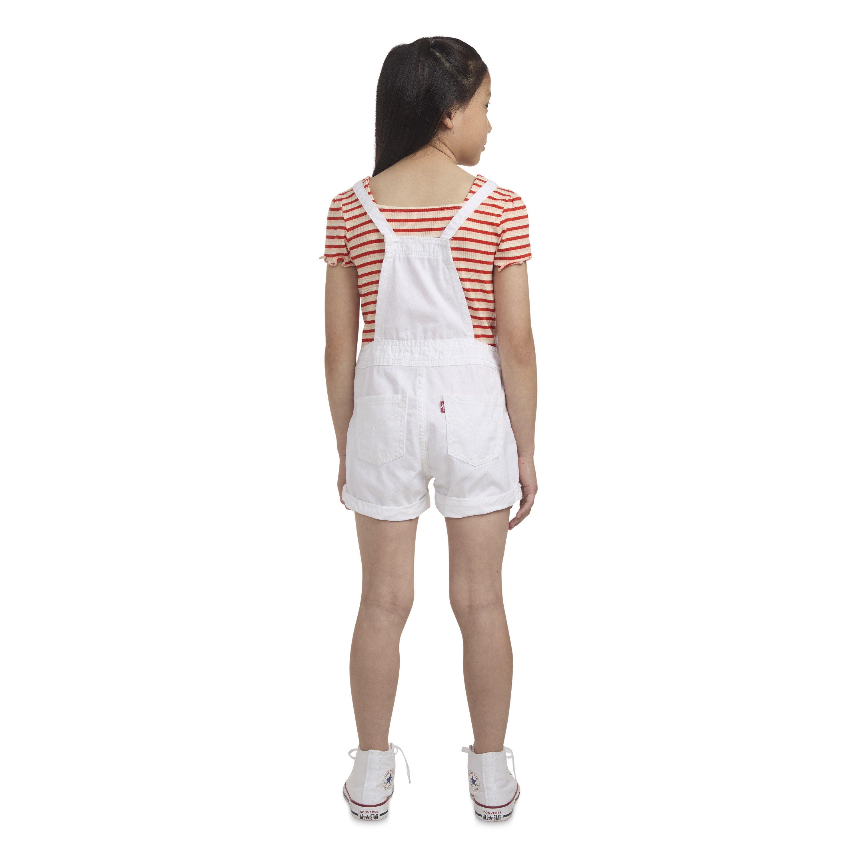 Levi's Knot Strap Little Girls' White Wash Denim Shortalls