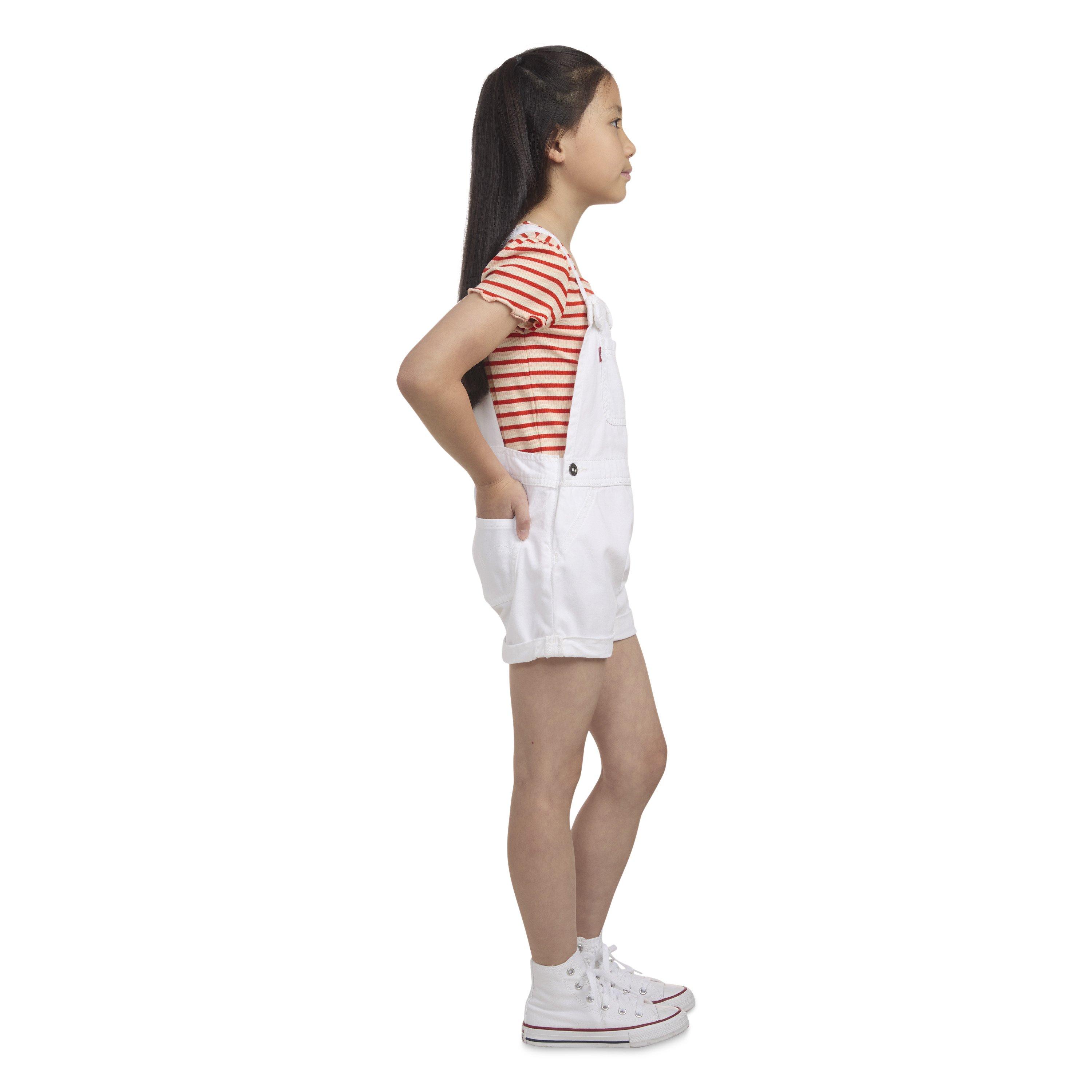 Levi's Little Girls' Knot Strap White Wash Denim Shortalls - WHITE Thumbnail View 3