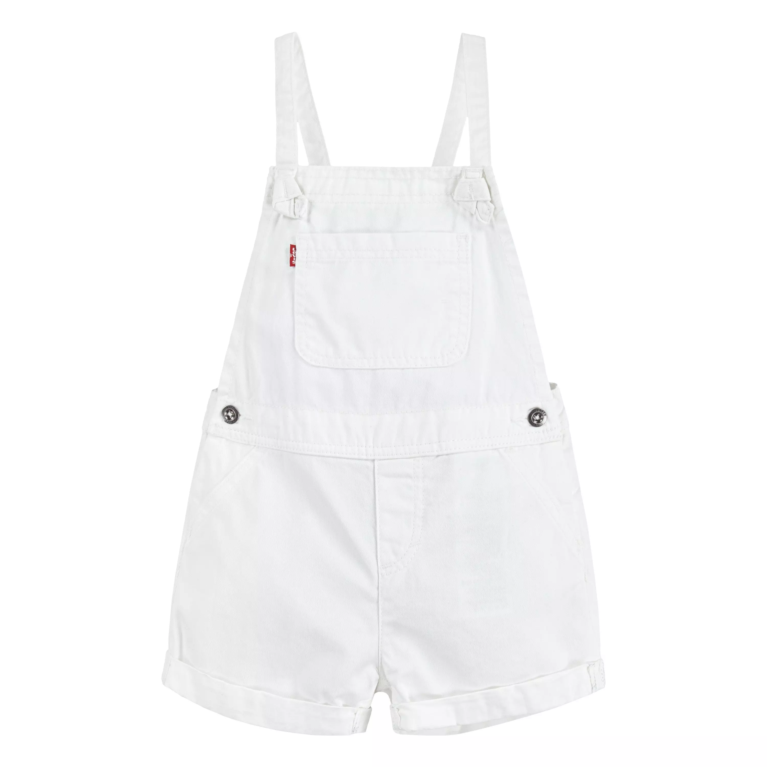 Levi's Little Girls' Knot Strap White Wash Denim Shortalls - WHITE