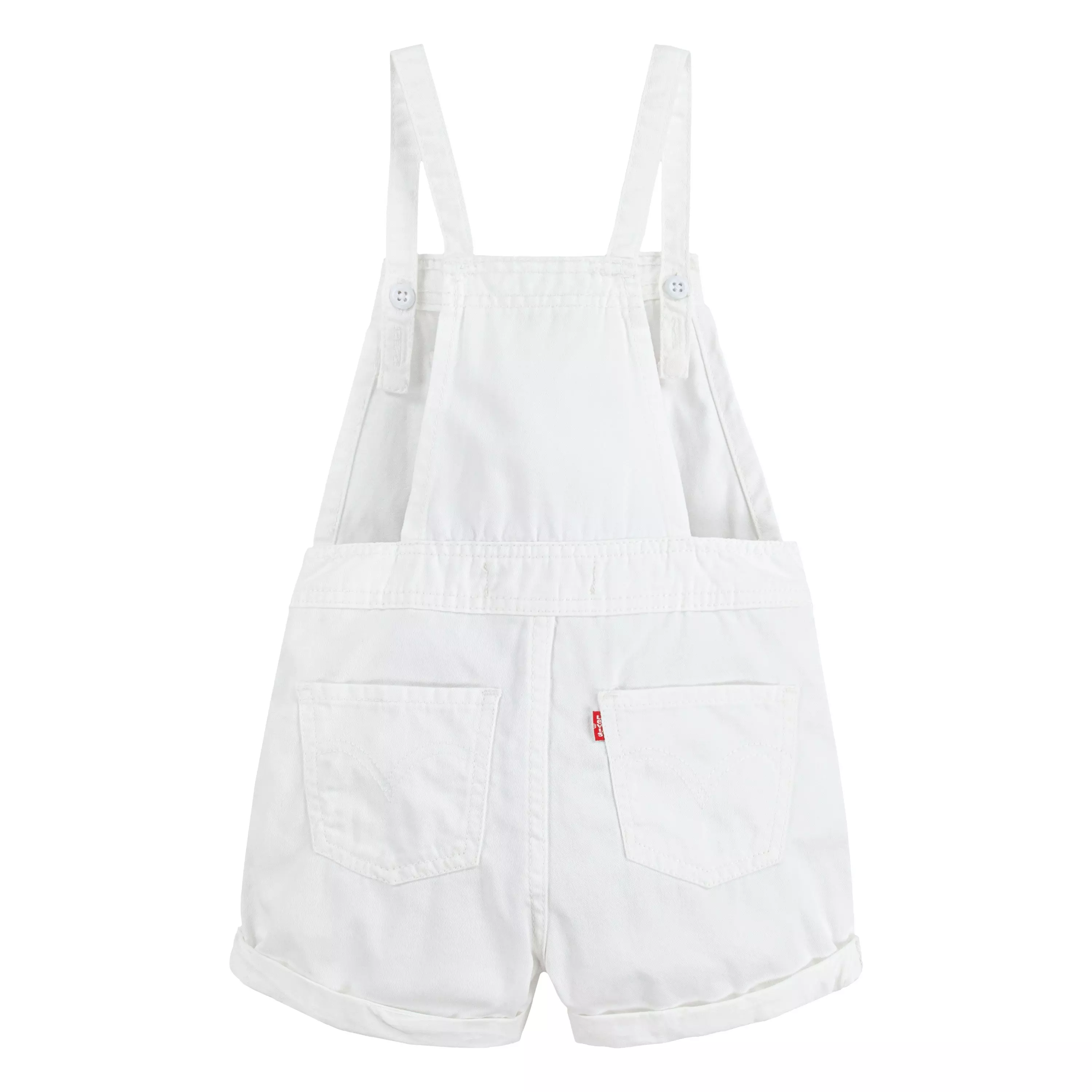 Levi's Little Girls' Knot Strap White Wash Denim Shortalls - WHITE