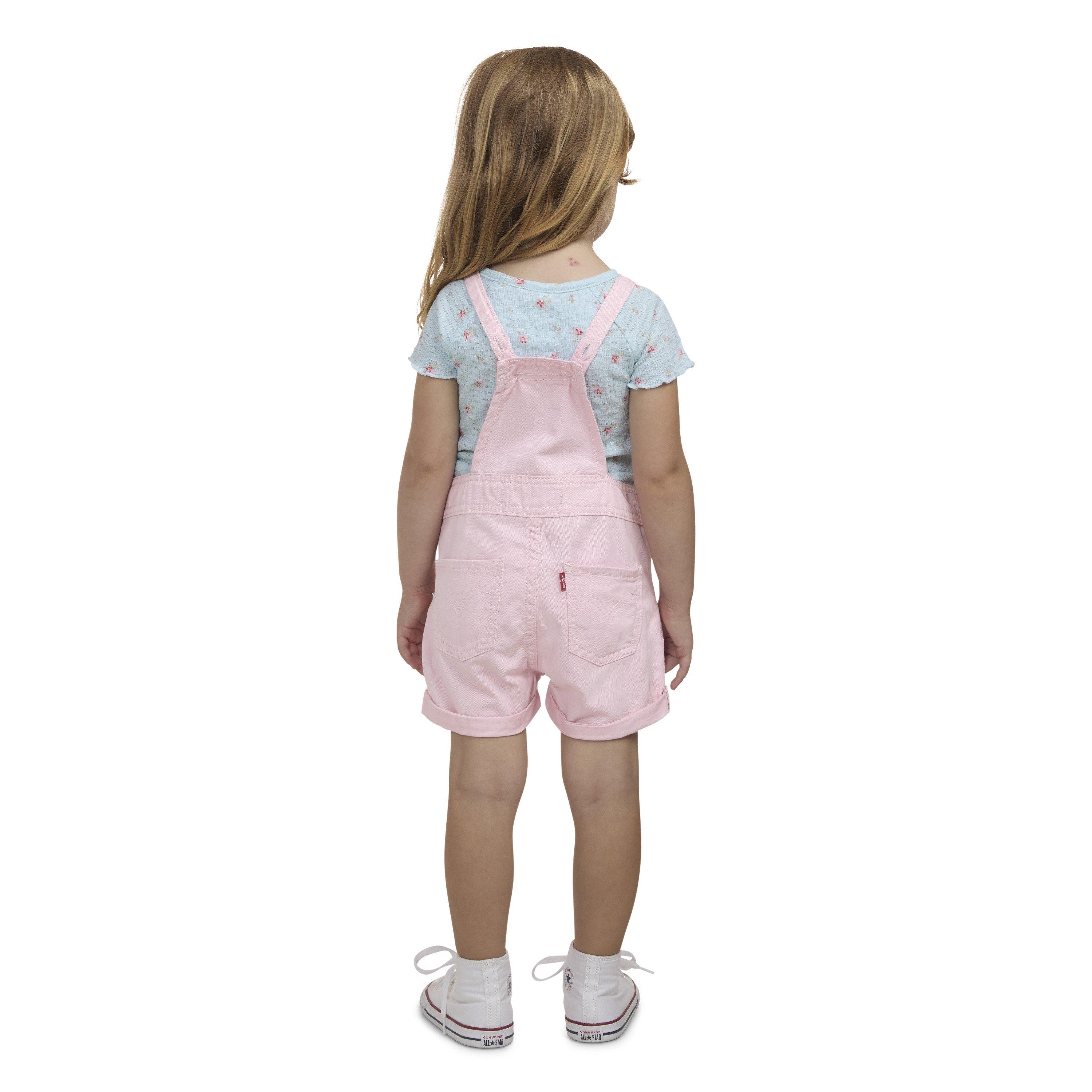 Levi's Knot Strap Toddler Girls' Pink Wash Denim Shortalls