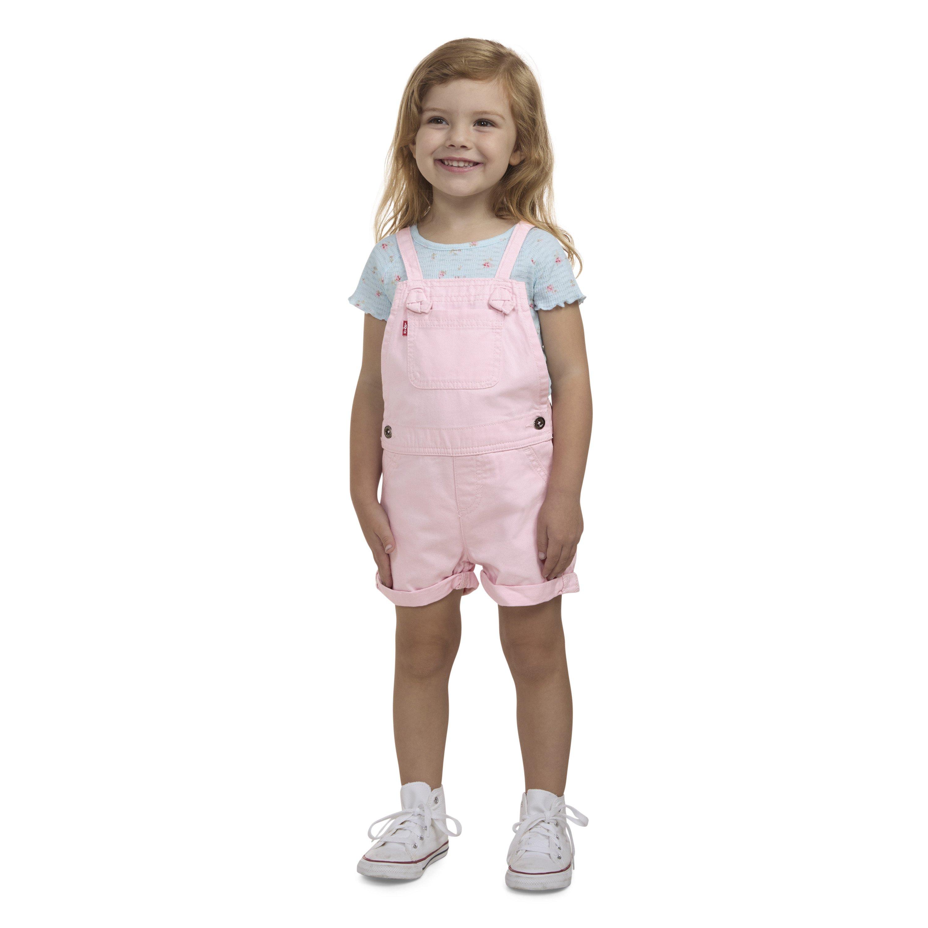 Levi's Knot Strap Toddler Girls' Pink Wash Denim Shortalls
