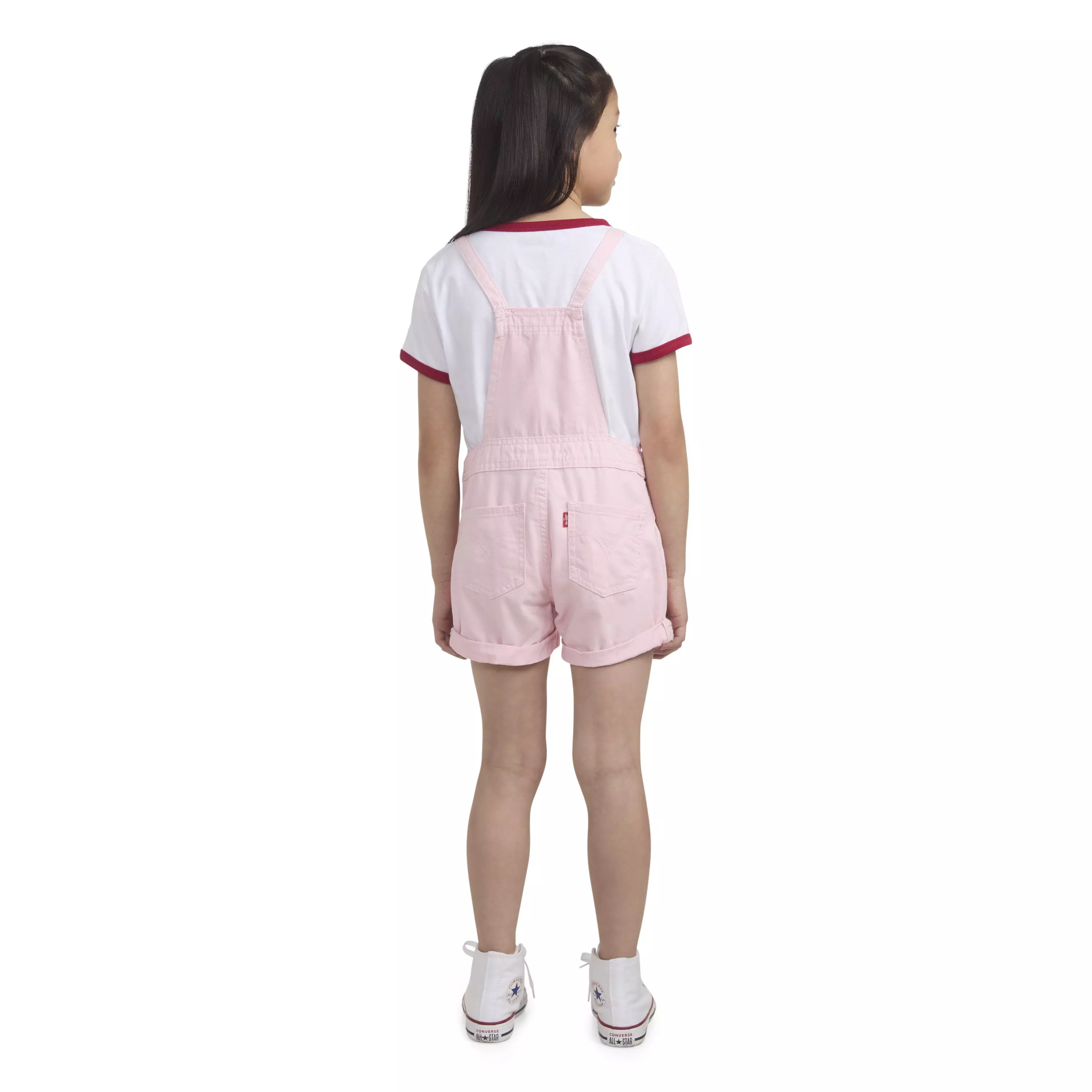Levi's Little Girls' Knot Strap Pink Wash Denim Shortalls - PINK