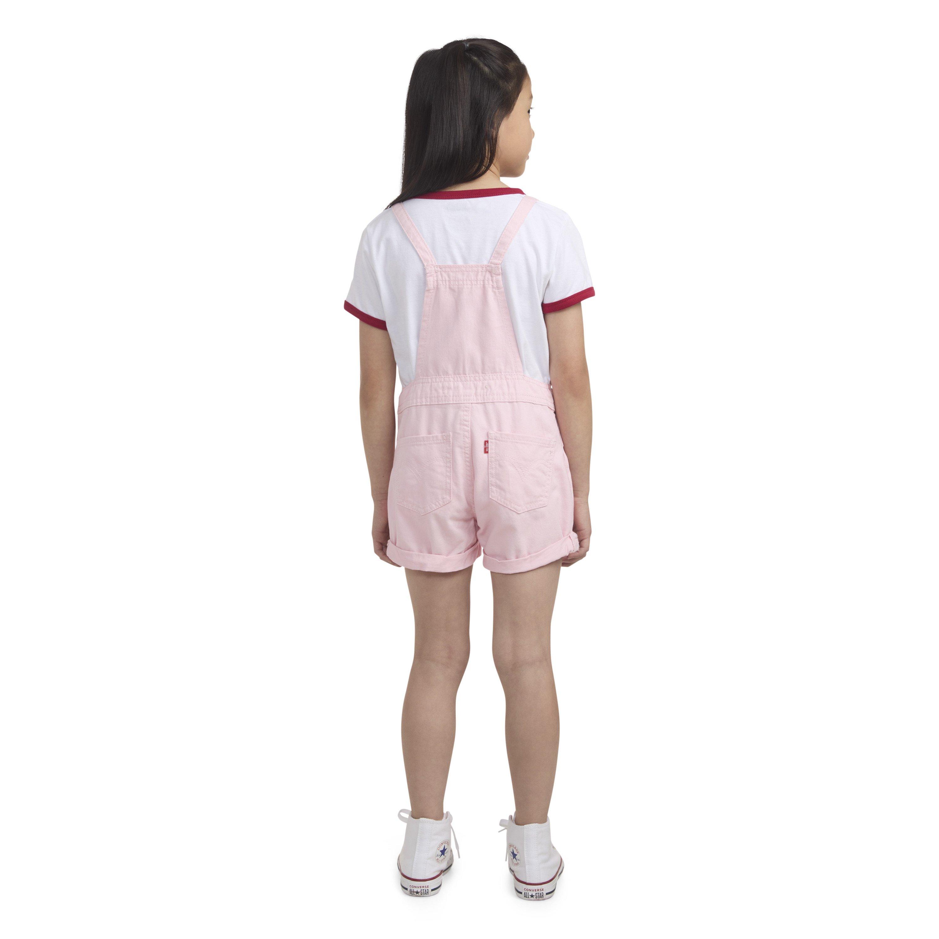 Levi's Knot Strap Little Girls' Pink Wash Denim Shortalls