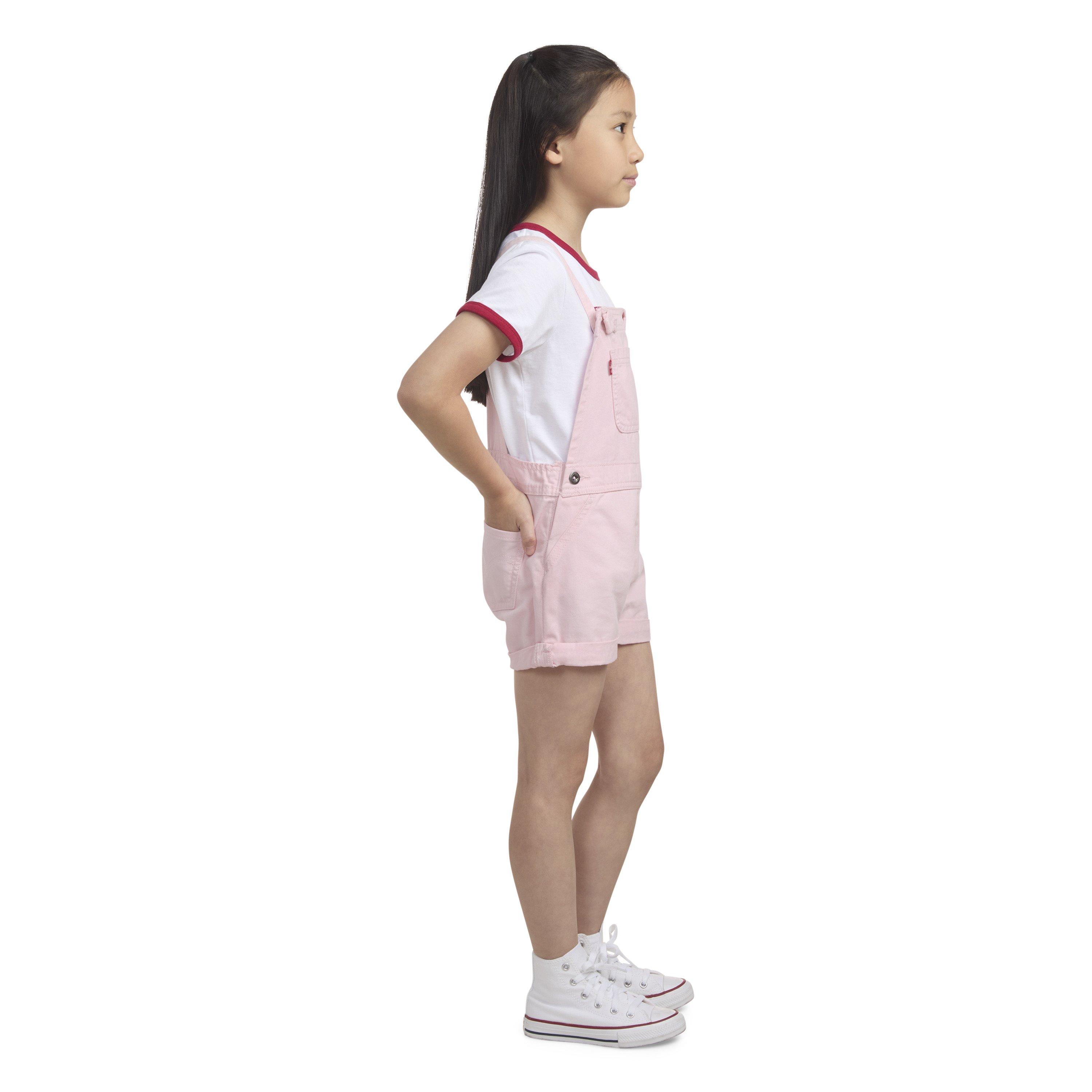 Levi's Knot Strap Little Girls' Pink Wash Denim Shortalls